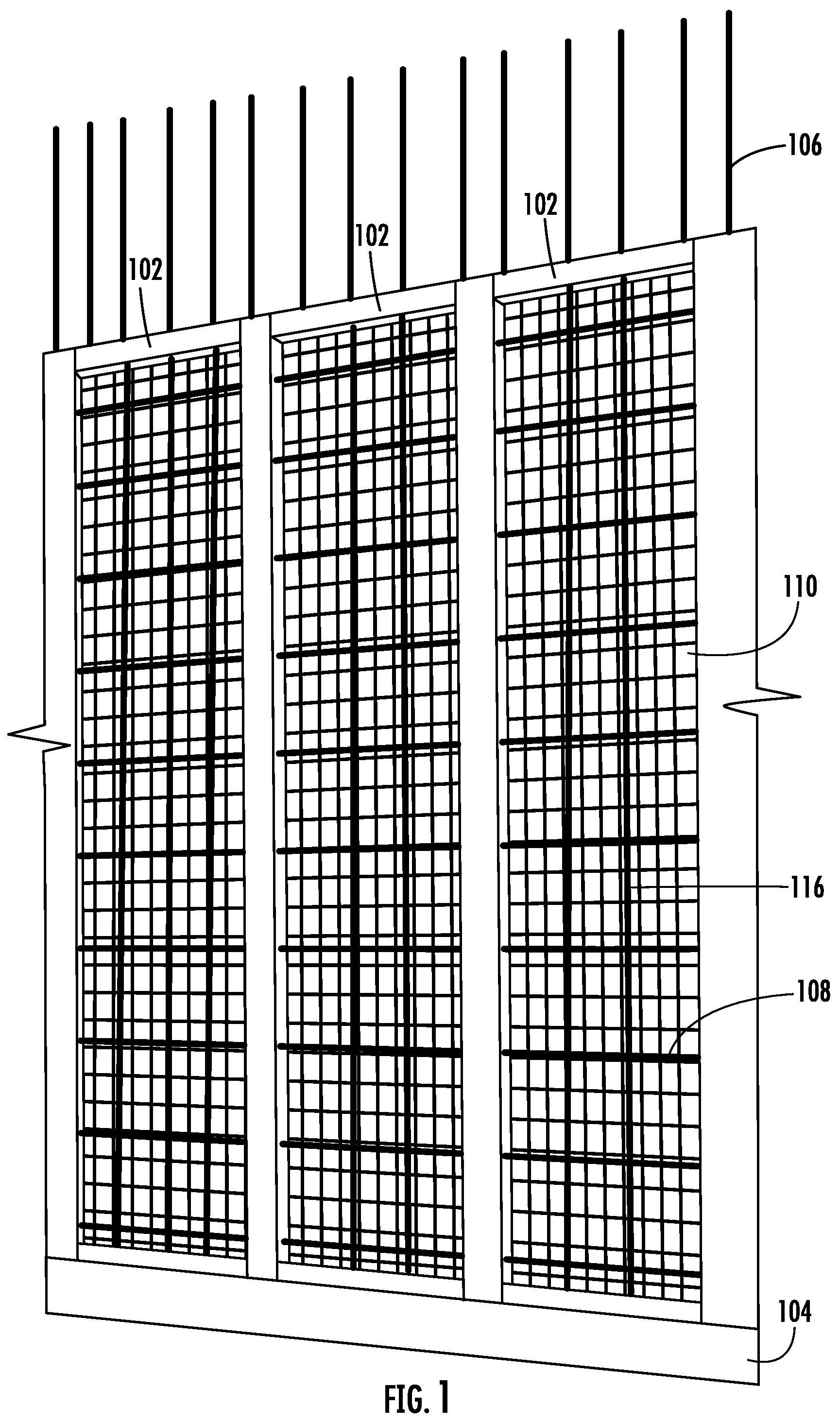 Patent US12129643 — Monolithic concrete modular connecting panel system for walls and roofs and related methods — Figure 1