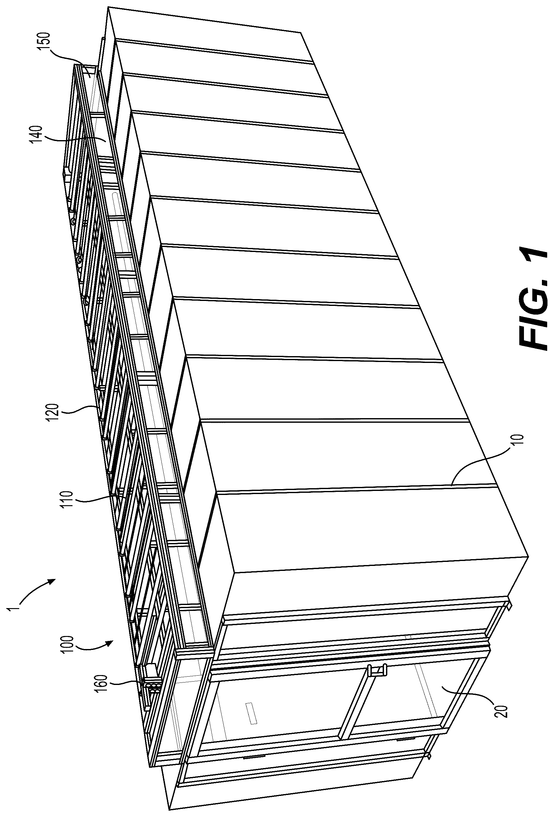 Patent US12129649 — Cascading roof with interdependent roof panel sections — Figure 1