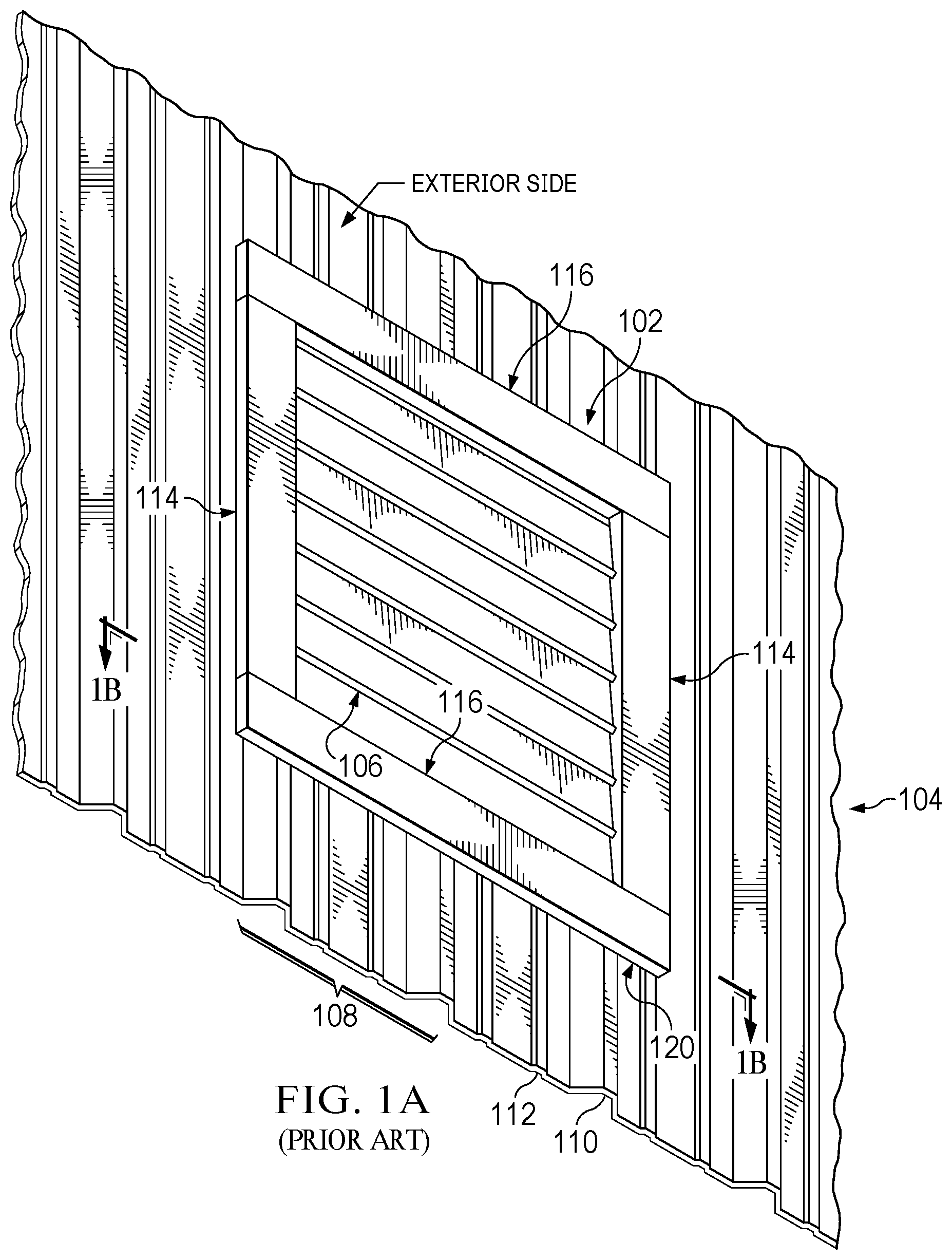 Patent US12129658 — Filler frames for buildings with ridged panels — Figure 1