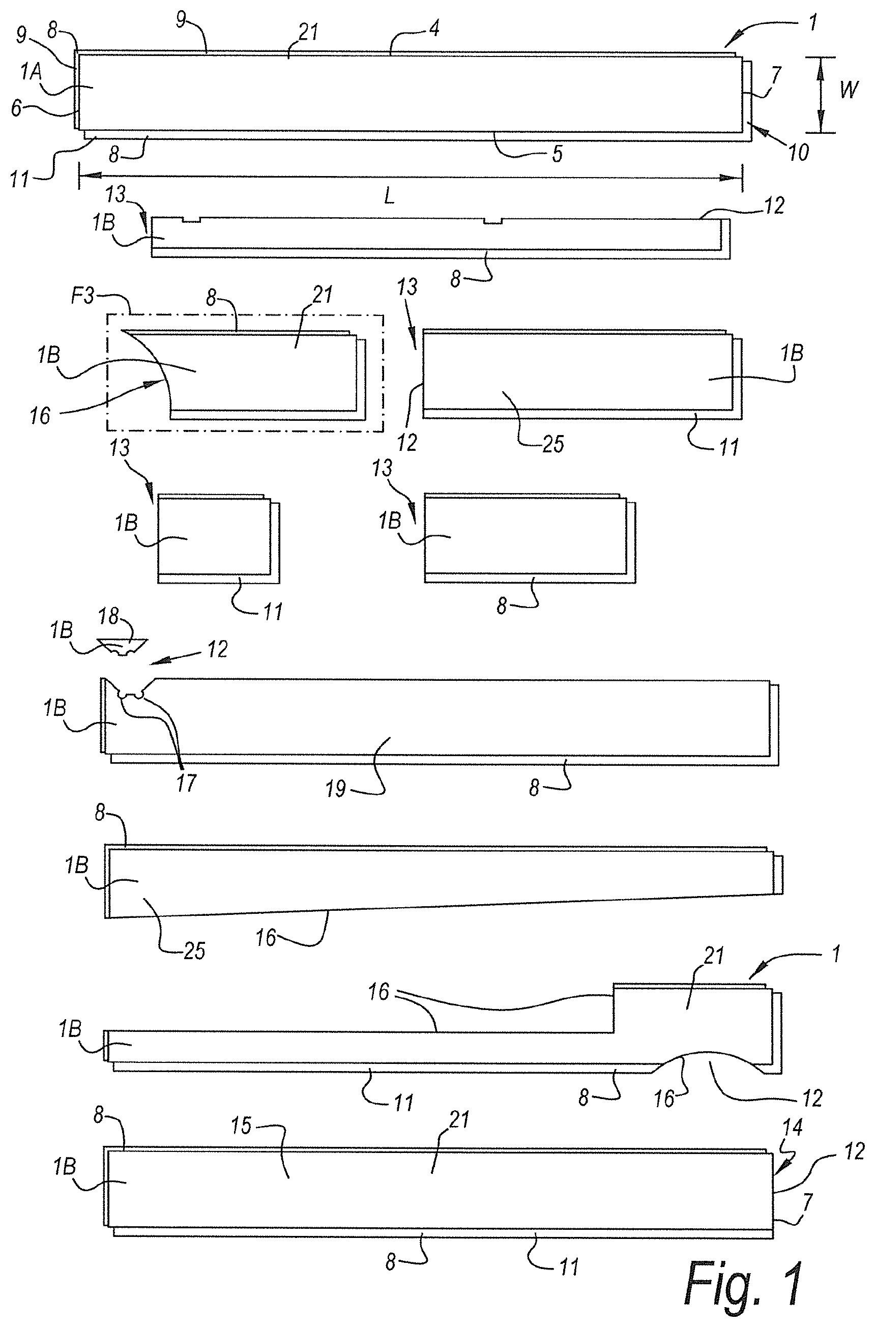 Patent US12129659 Figure 1 – Set of floor panels and method for composing thereof