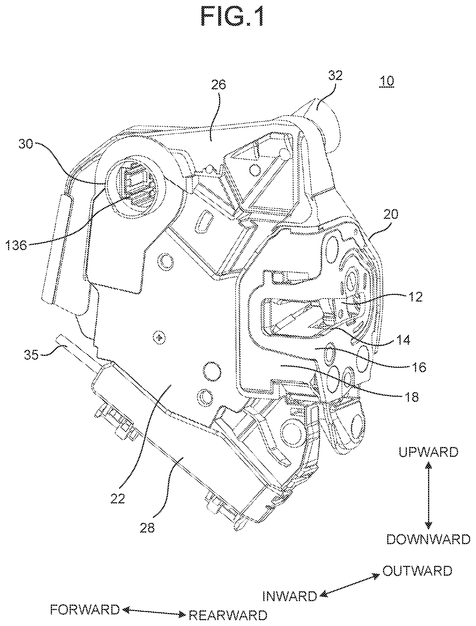 Patent US12129689 — Door latch device — Figure 1