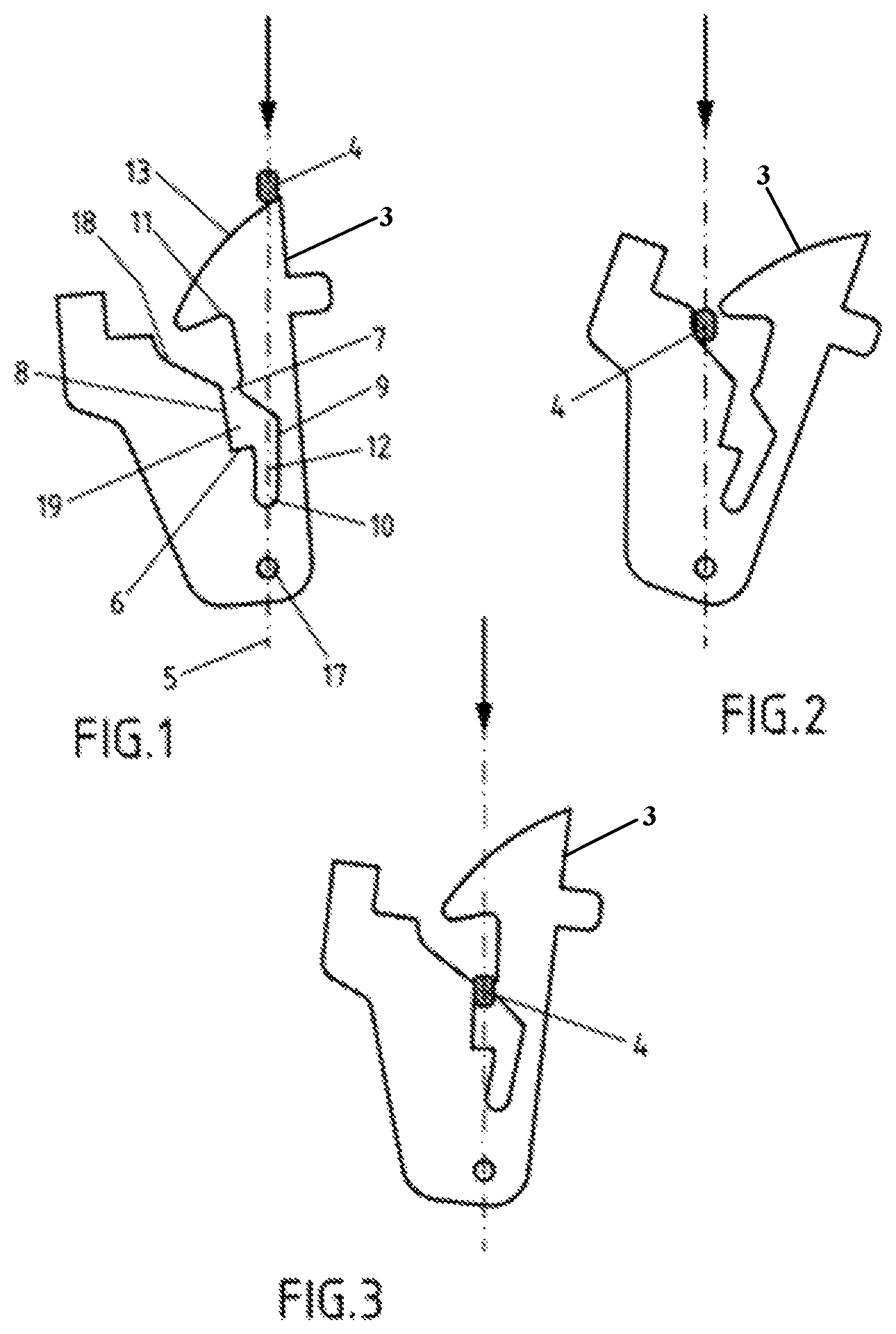 Patent US12129693 — Locking device for a motor vehicle bonnet — Figure 1