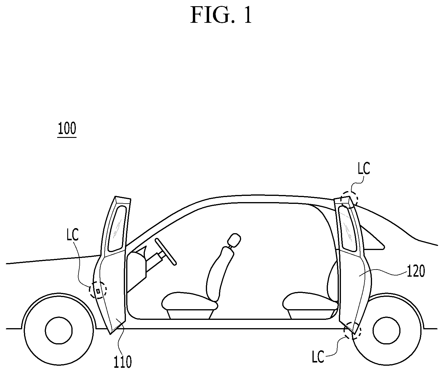 Patent US12129699 — Door hinge device for vehicles — Figure 1