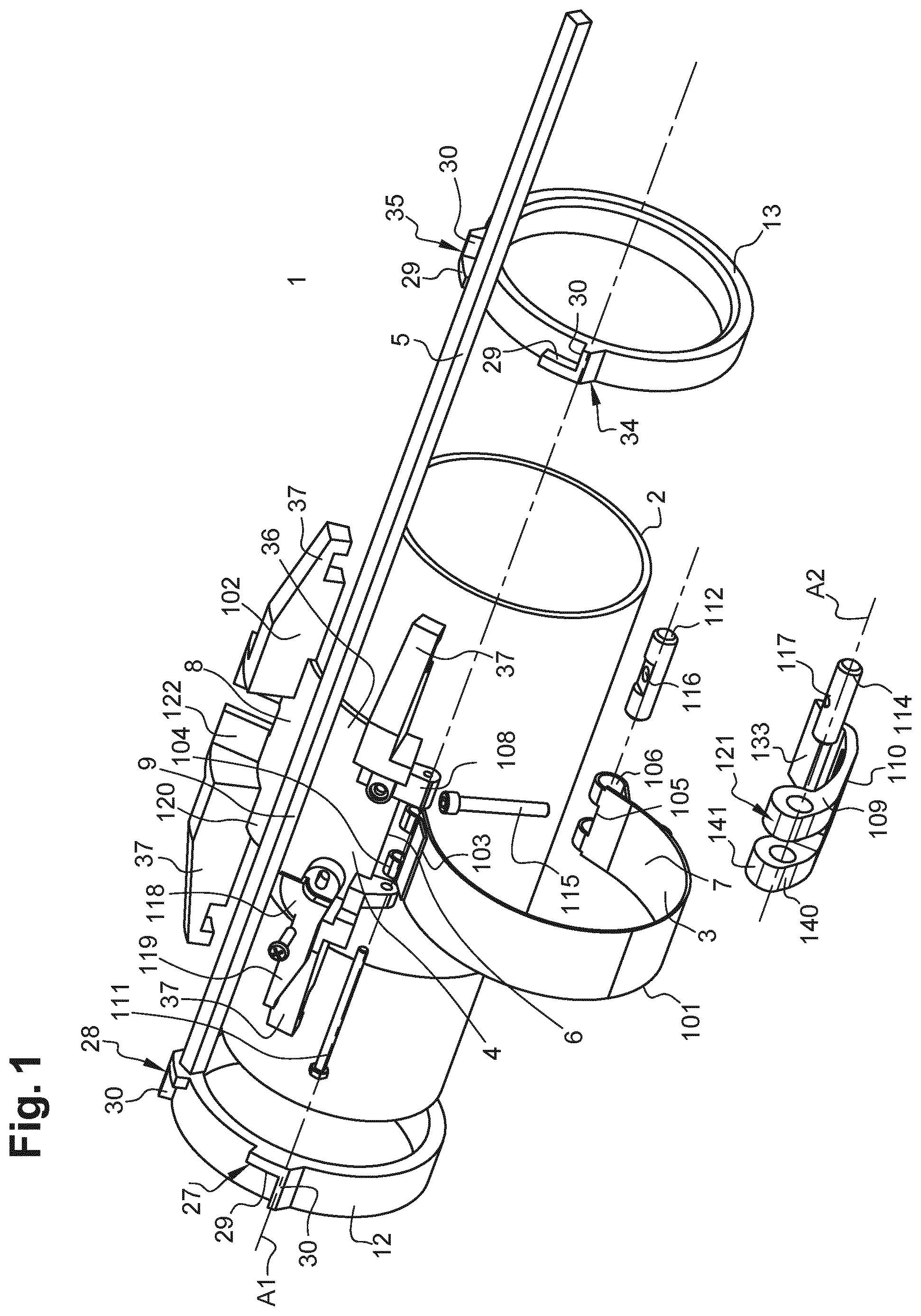 Patent US12129716 — Securing system intended to secure a cable to a tube — Figure 1