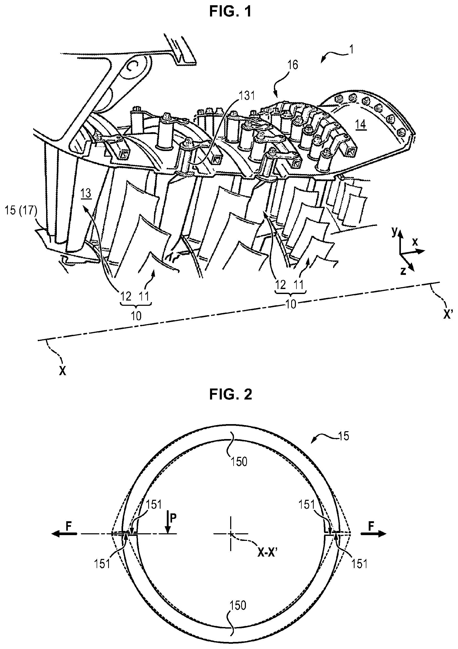 Patent US12129763 — Inner blade support ring of a turbomachine compressor stator — Figure 1