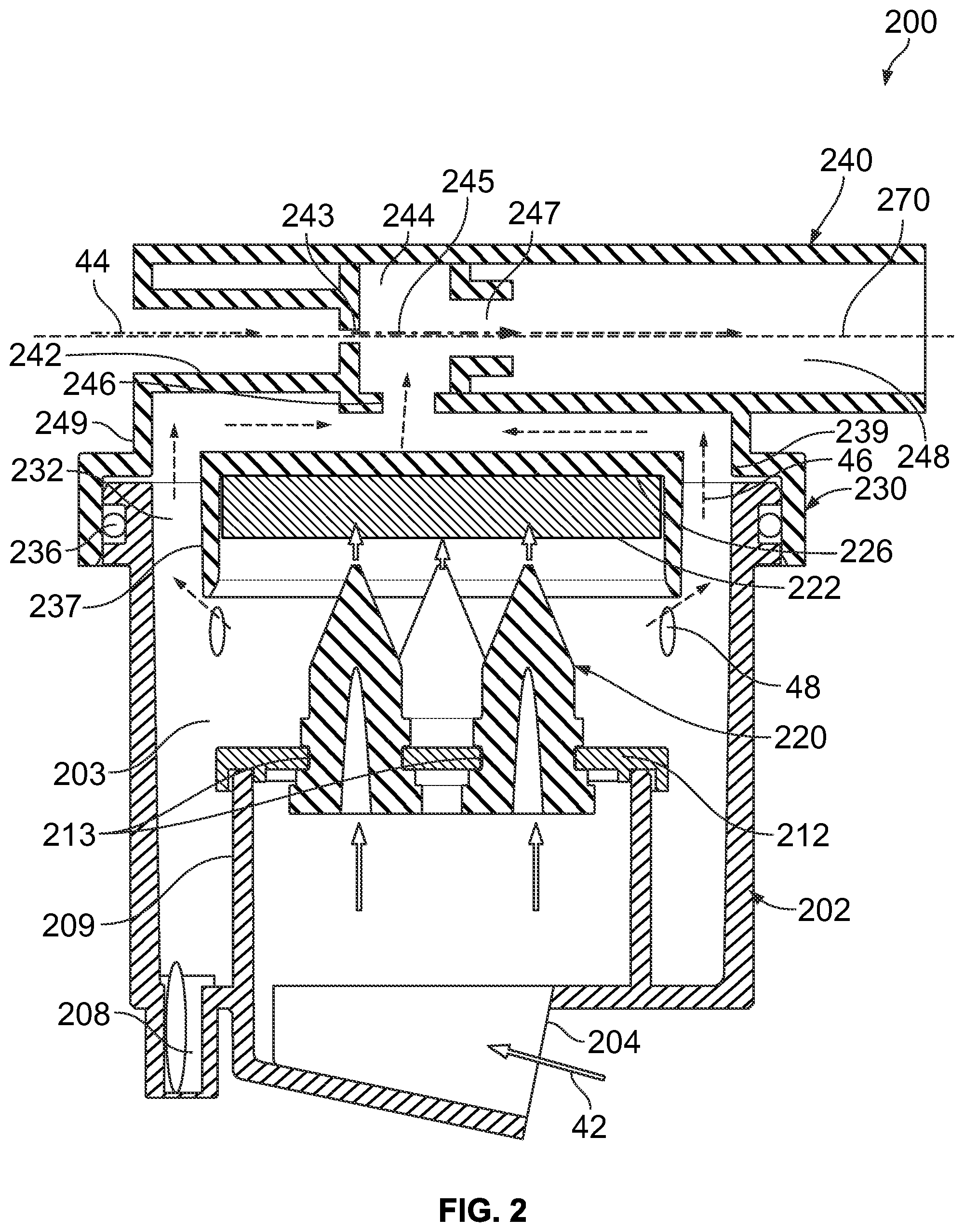 Patent US12129775 Figure 2 – Compressed gas assisted inertial impactor with elastomeric nozzles