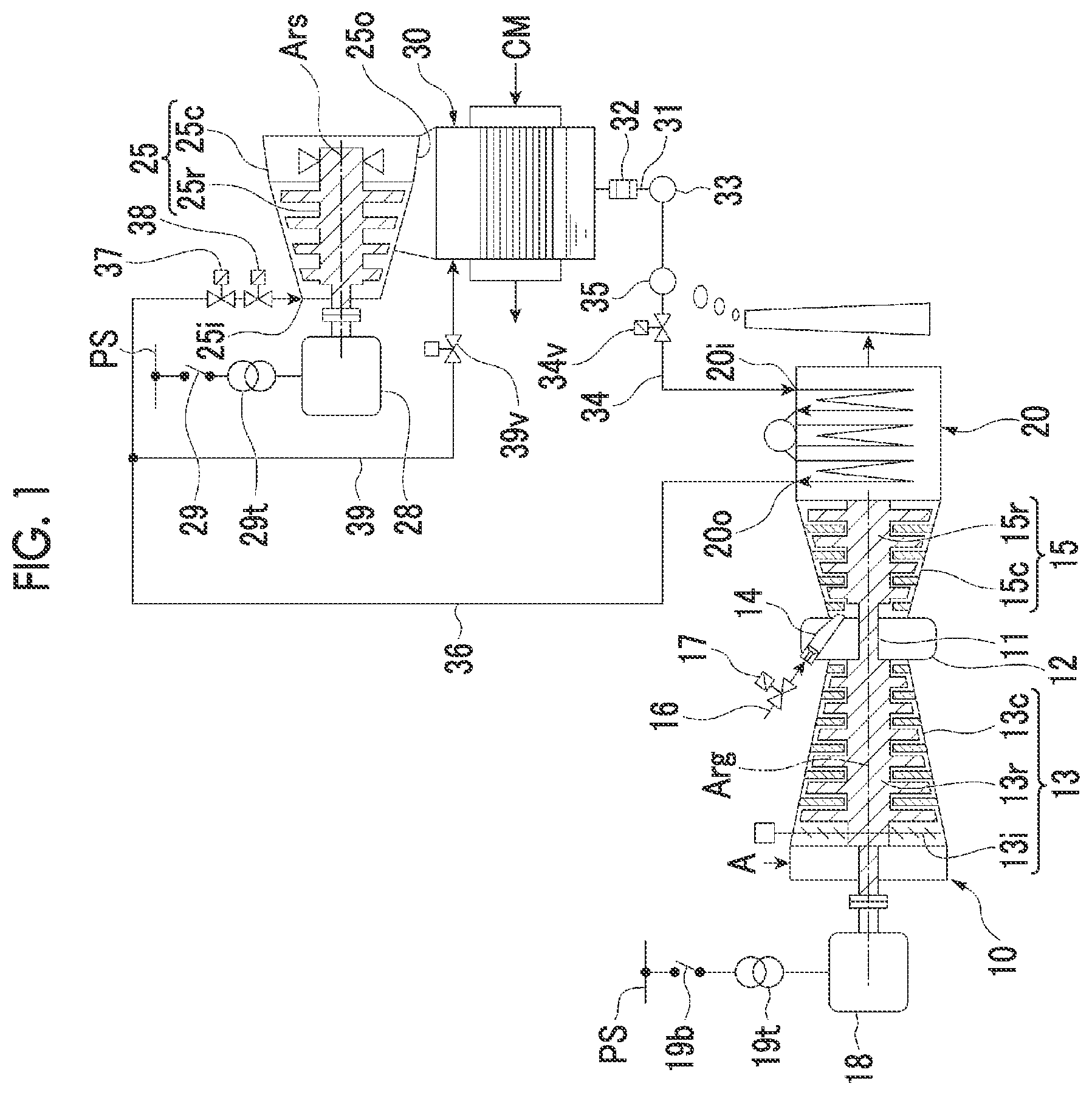 Patent US12129792 — Method for cleaning steam system of combined cycle plant — Figure 1