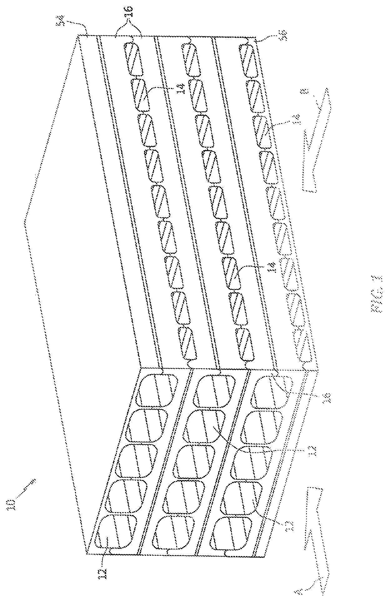 Patent US12129796 — Vortex restart structures for turbulated passages — Figure 1