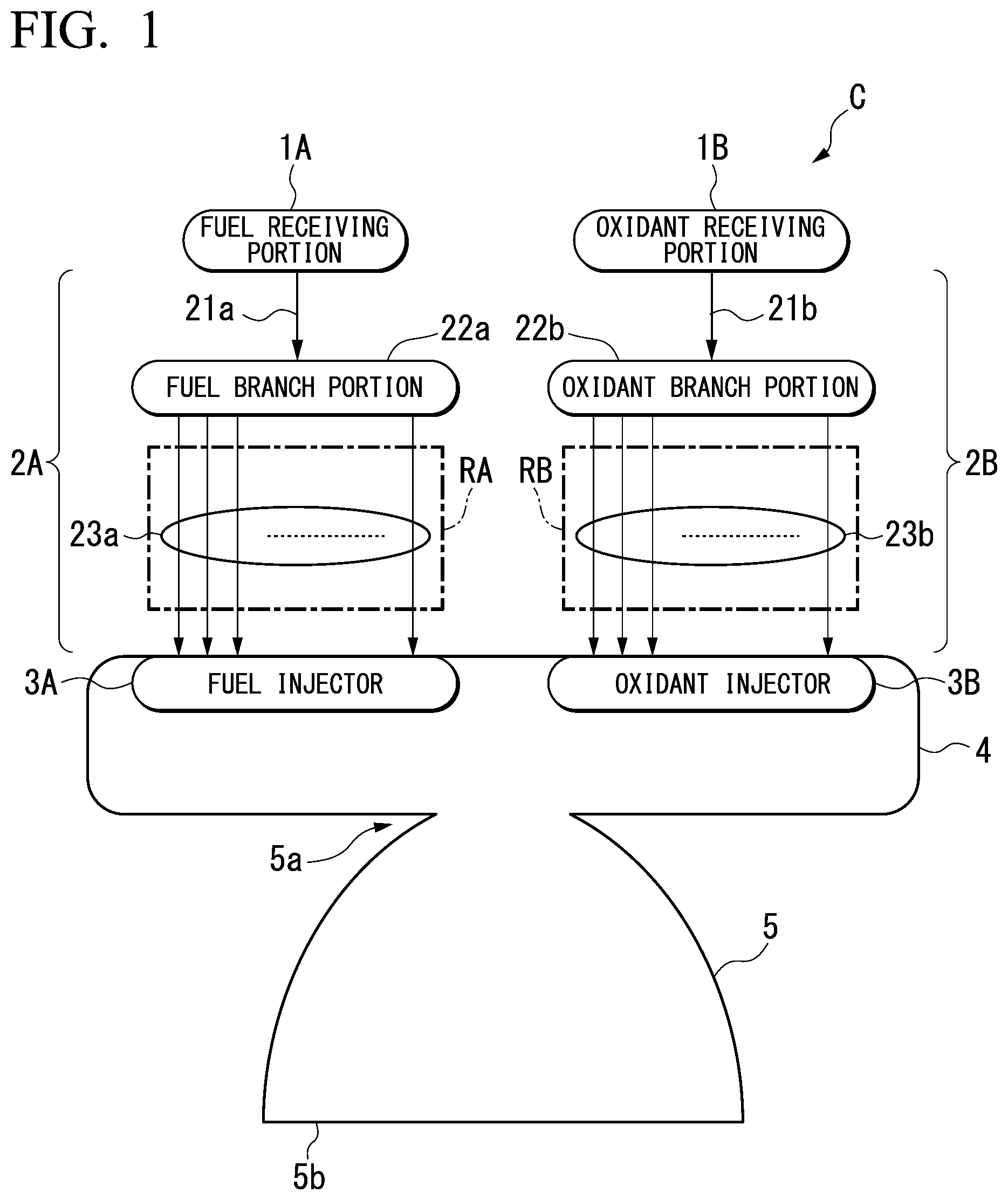 Patent US12129815 Figure 1 – Combustor for rocket engine