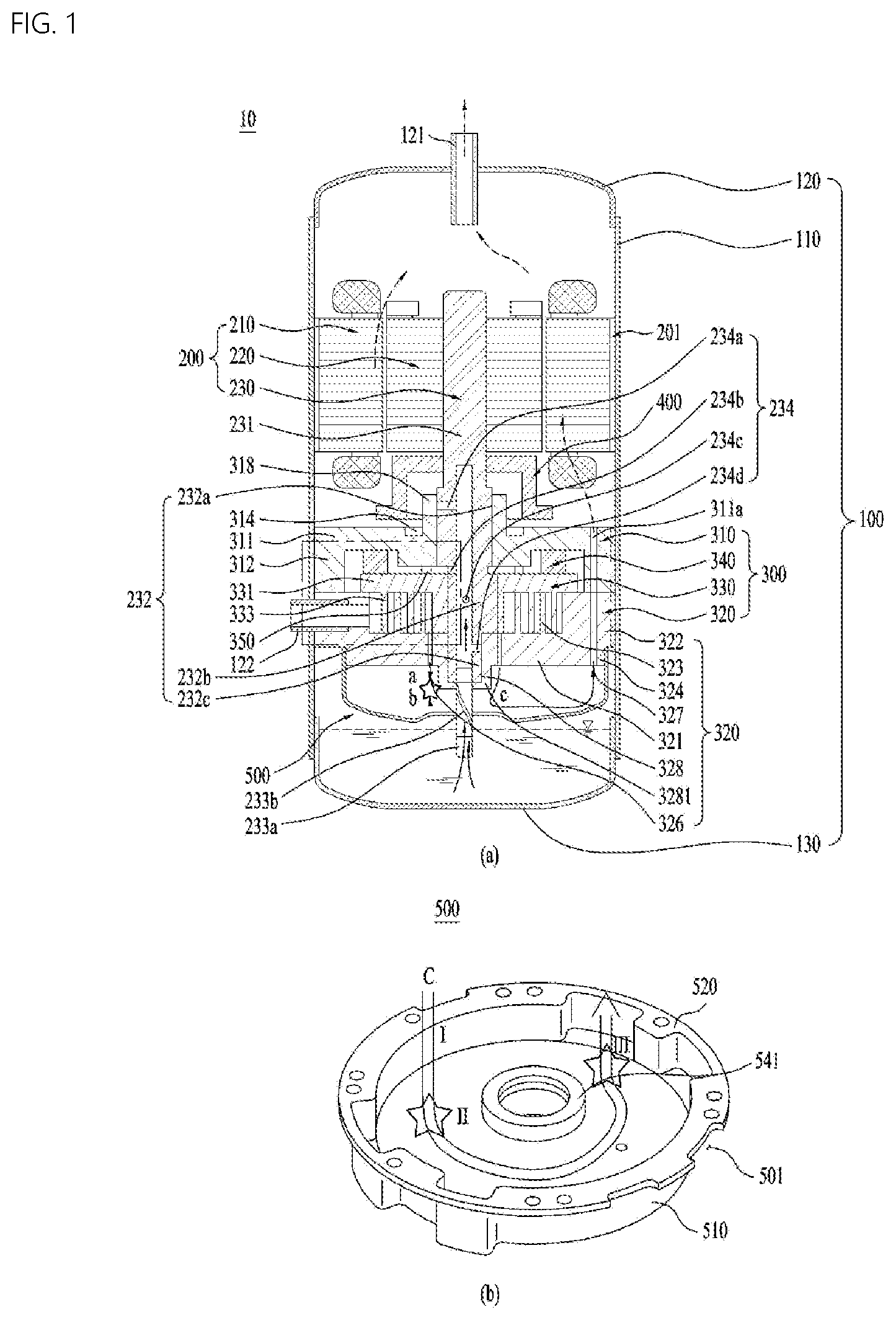 Patent US12129854 — Compressor — Figure 1