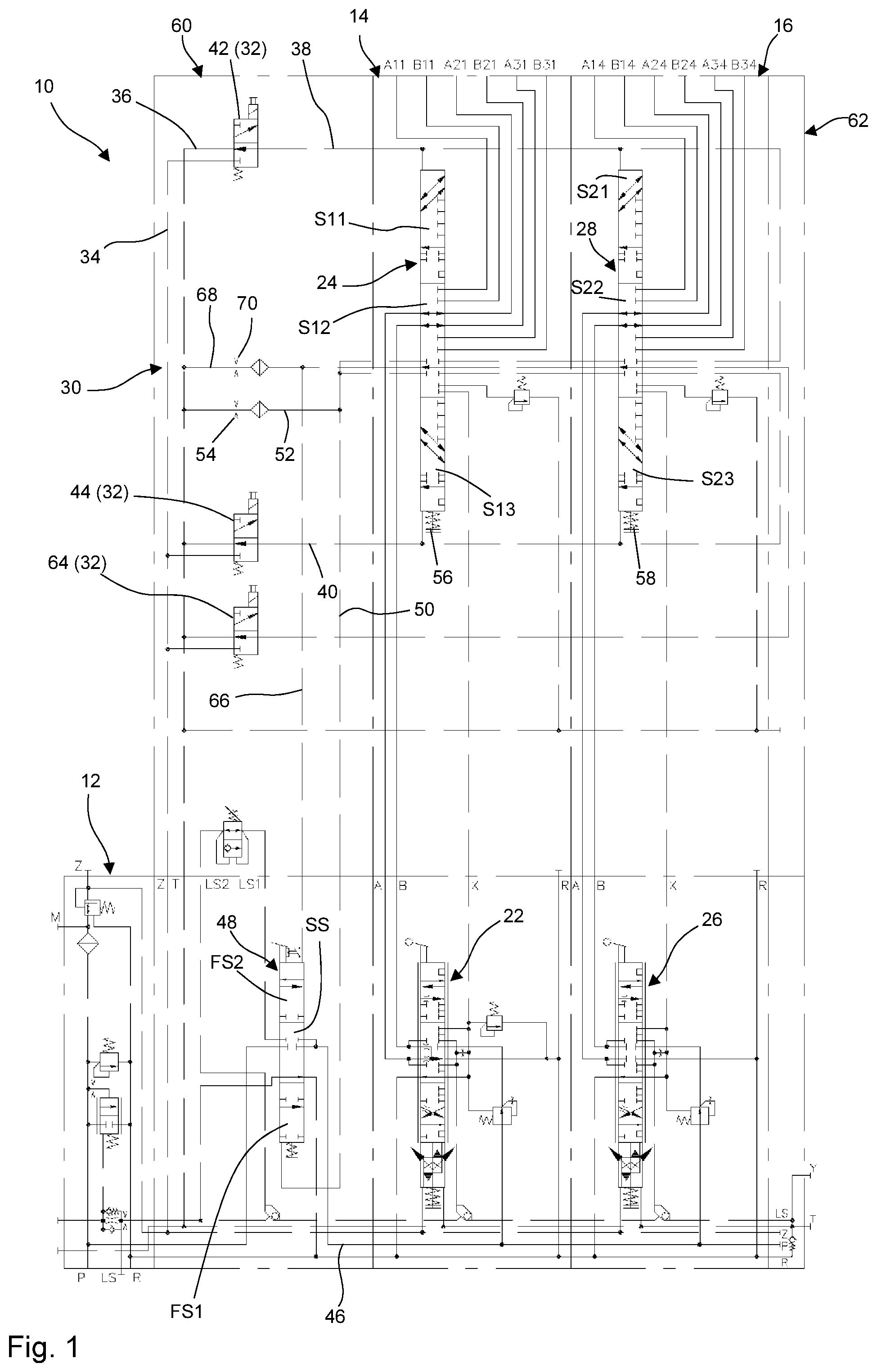 Patent US12129873 — Hydraulic valve assembly — Figure 1