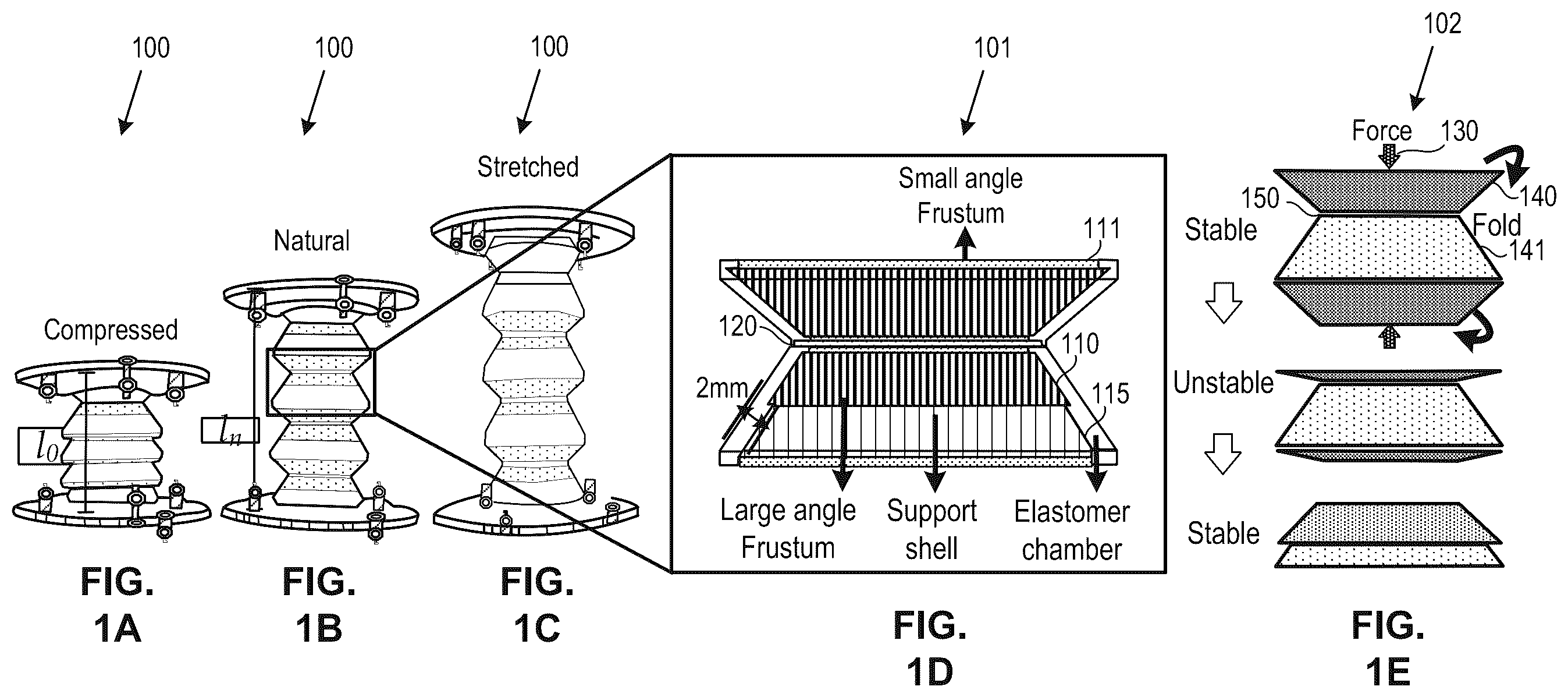 Patent US12129876 Figure 1 – Bistable elastomeric actuator