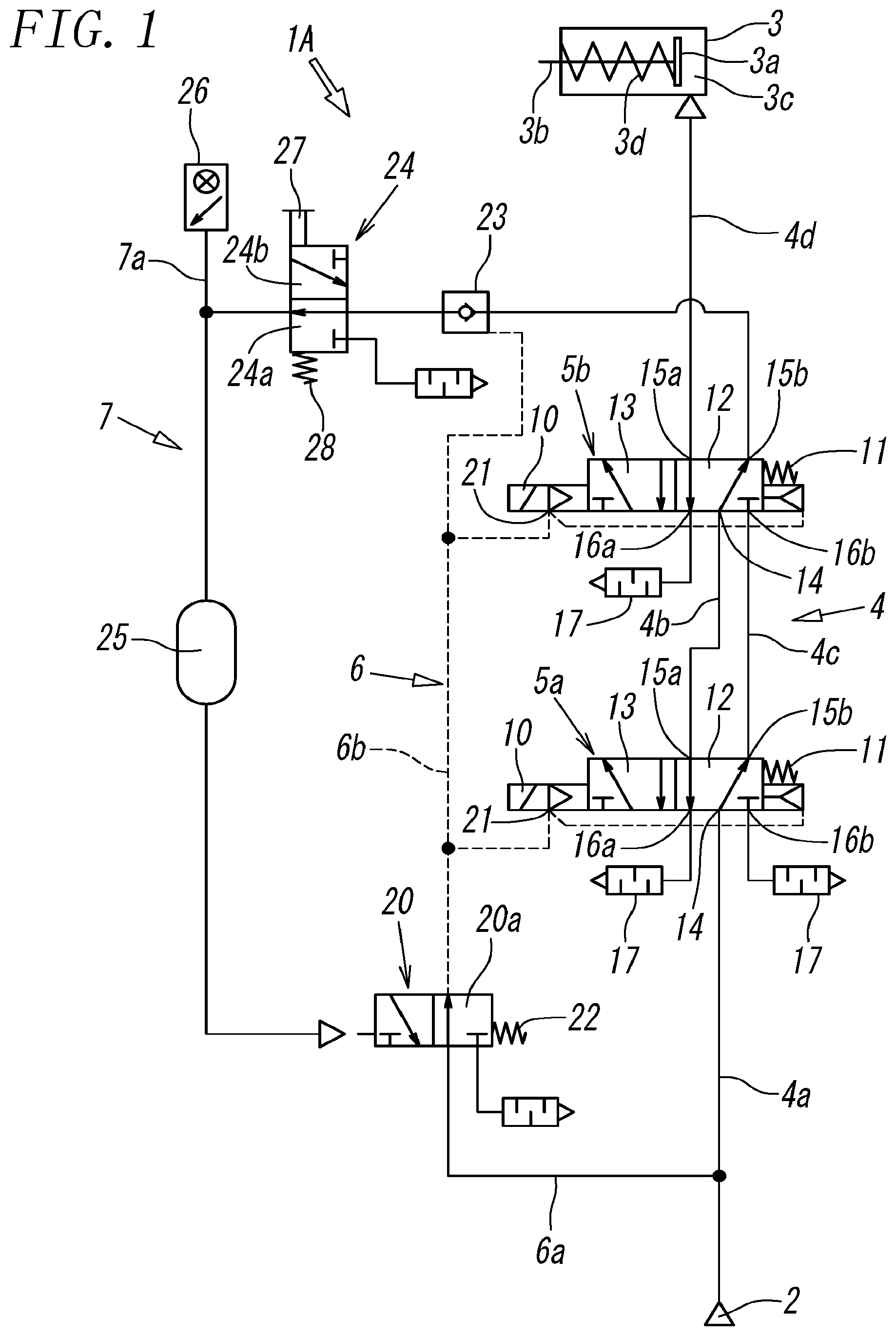 Patent US12129878 — Air control circuit equipped with safety feature — Figure 1