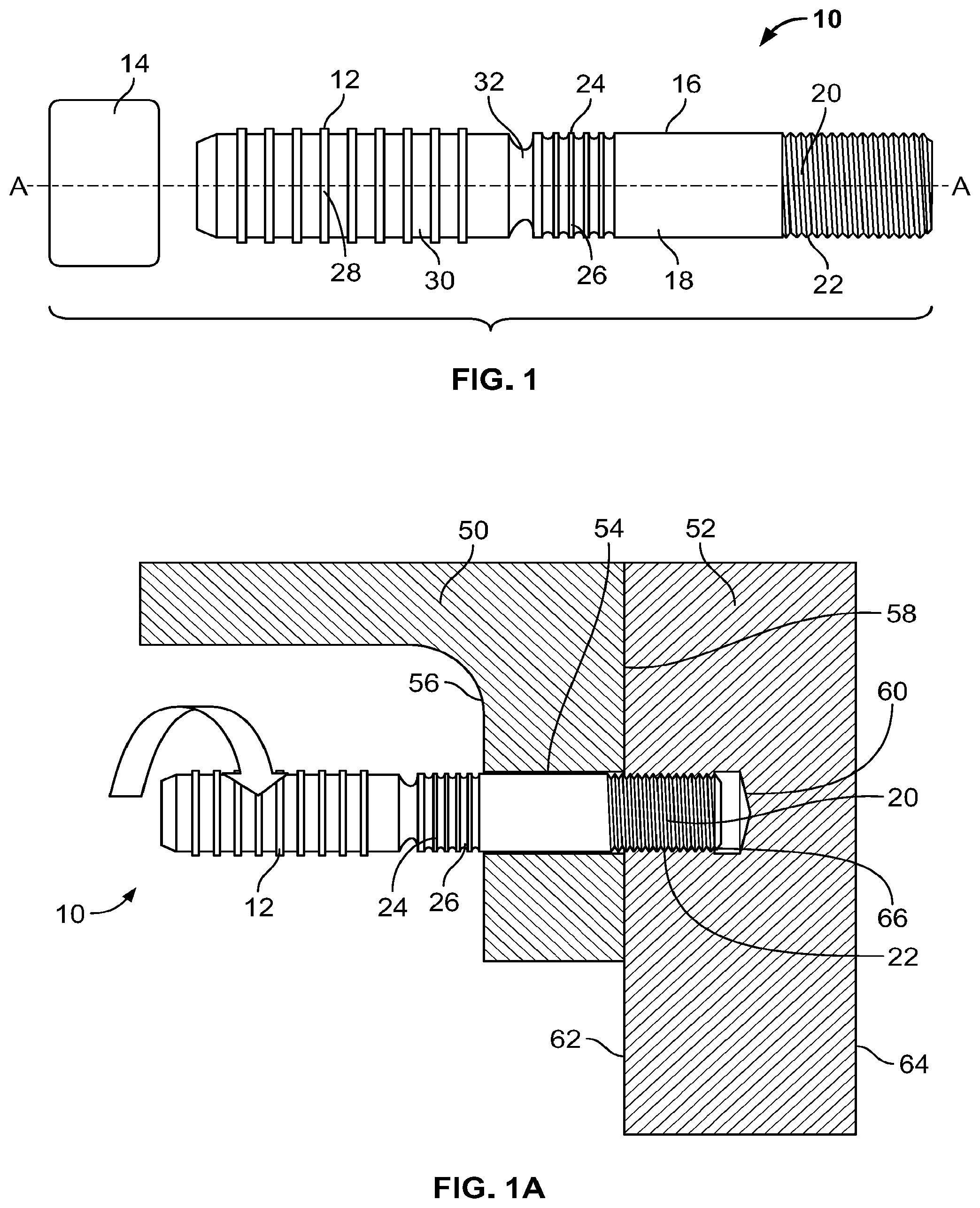 Patent US12129881 — Preload controlled stud lockbolt — Figure 1