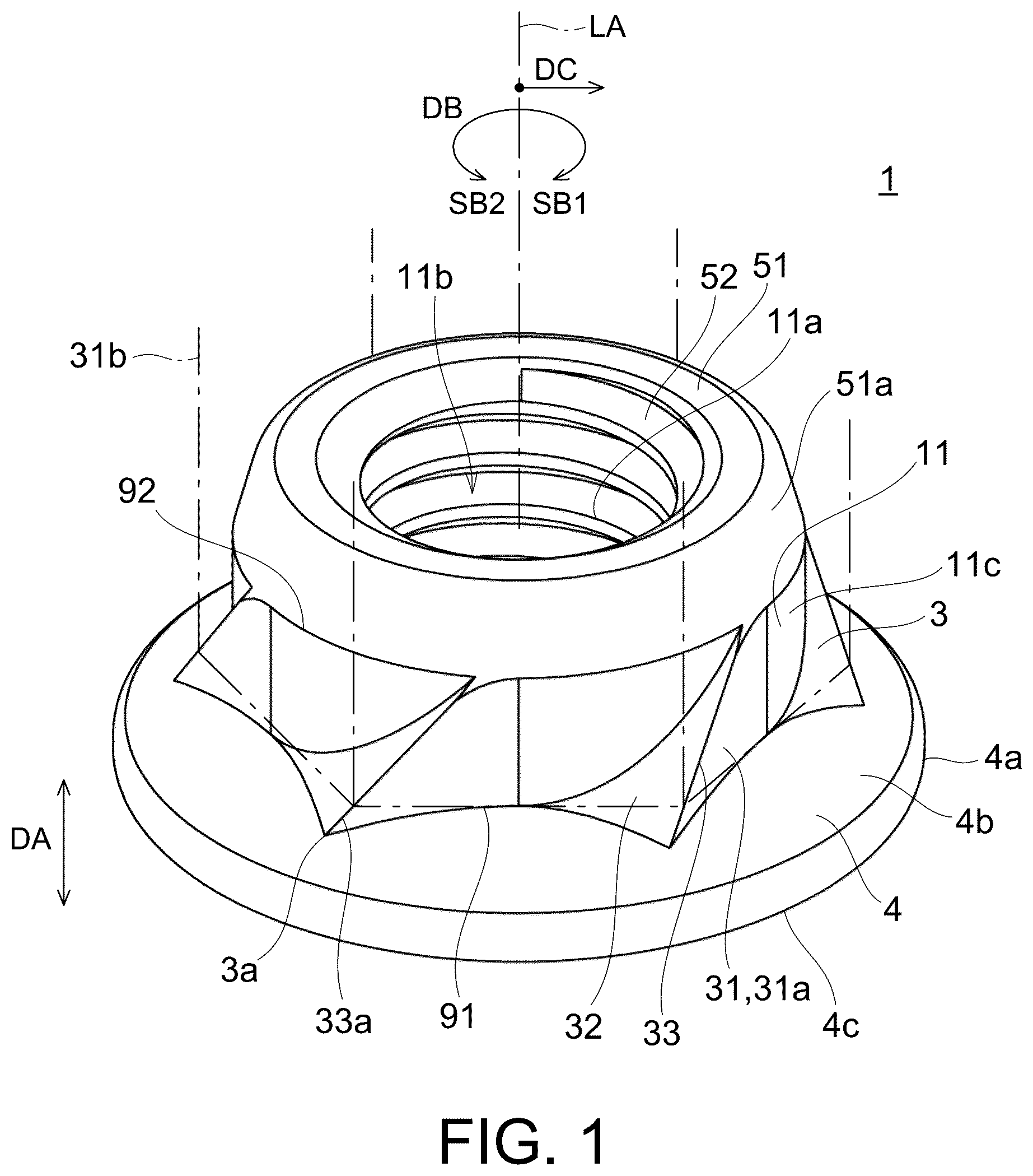 Patent US12129883 — Security nut and security bolt — Figure 1