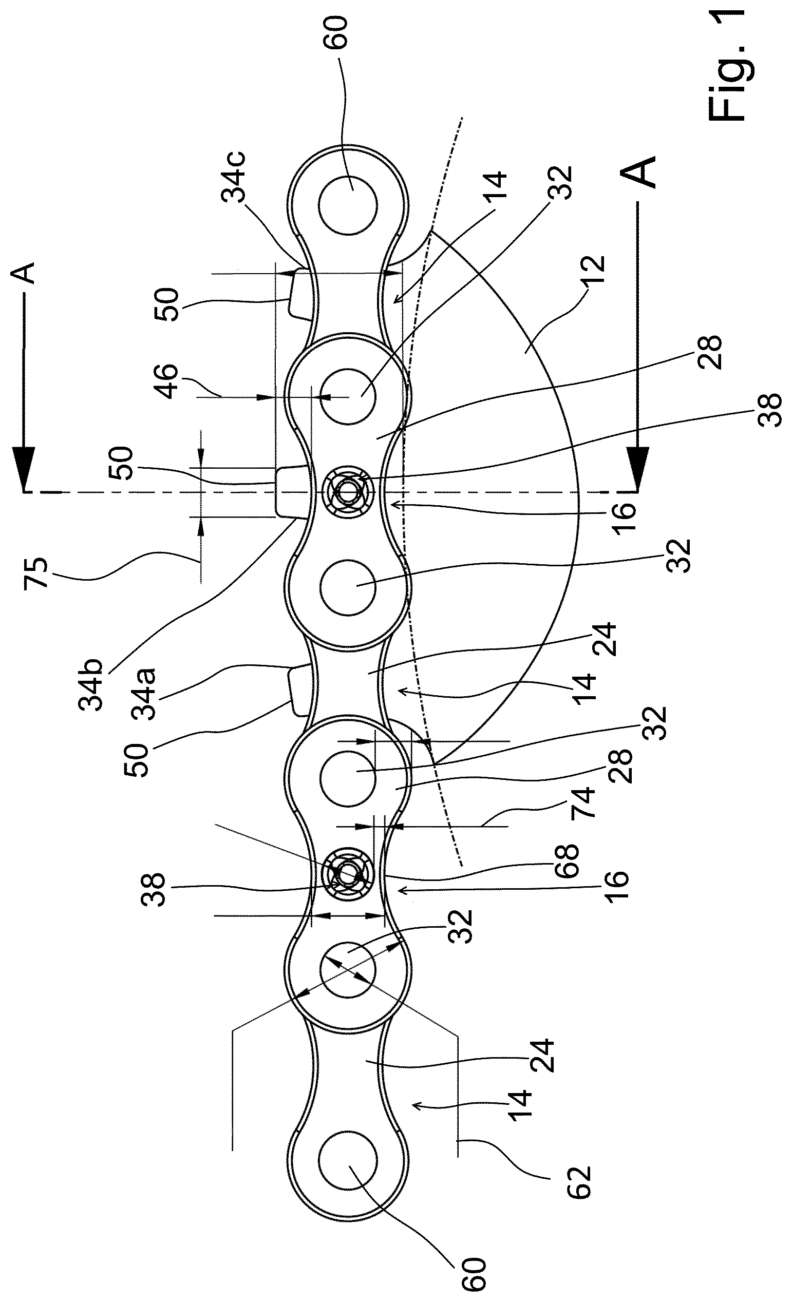 Patent US12129910 Figure 1 – Drive chain and method for manufacturing a drive-chain