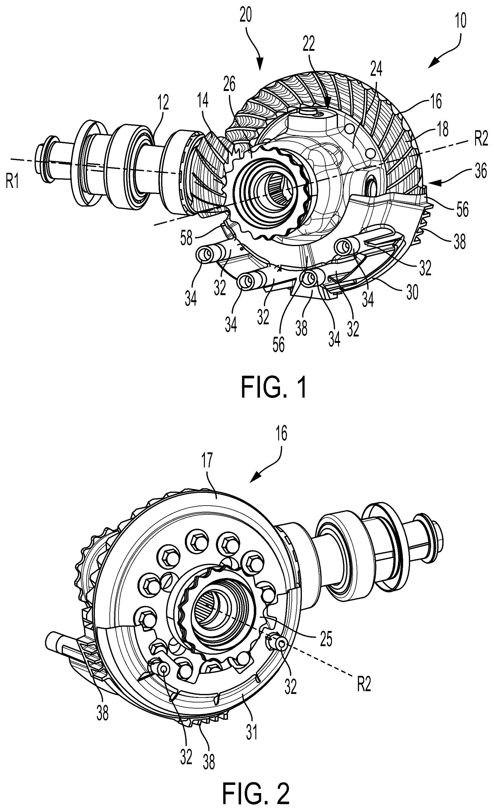 Patent US12129920 — Drive axle assembly with axially adjustable lubricant baffle — Figure 1