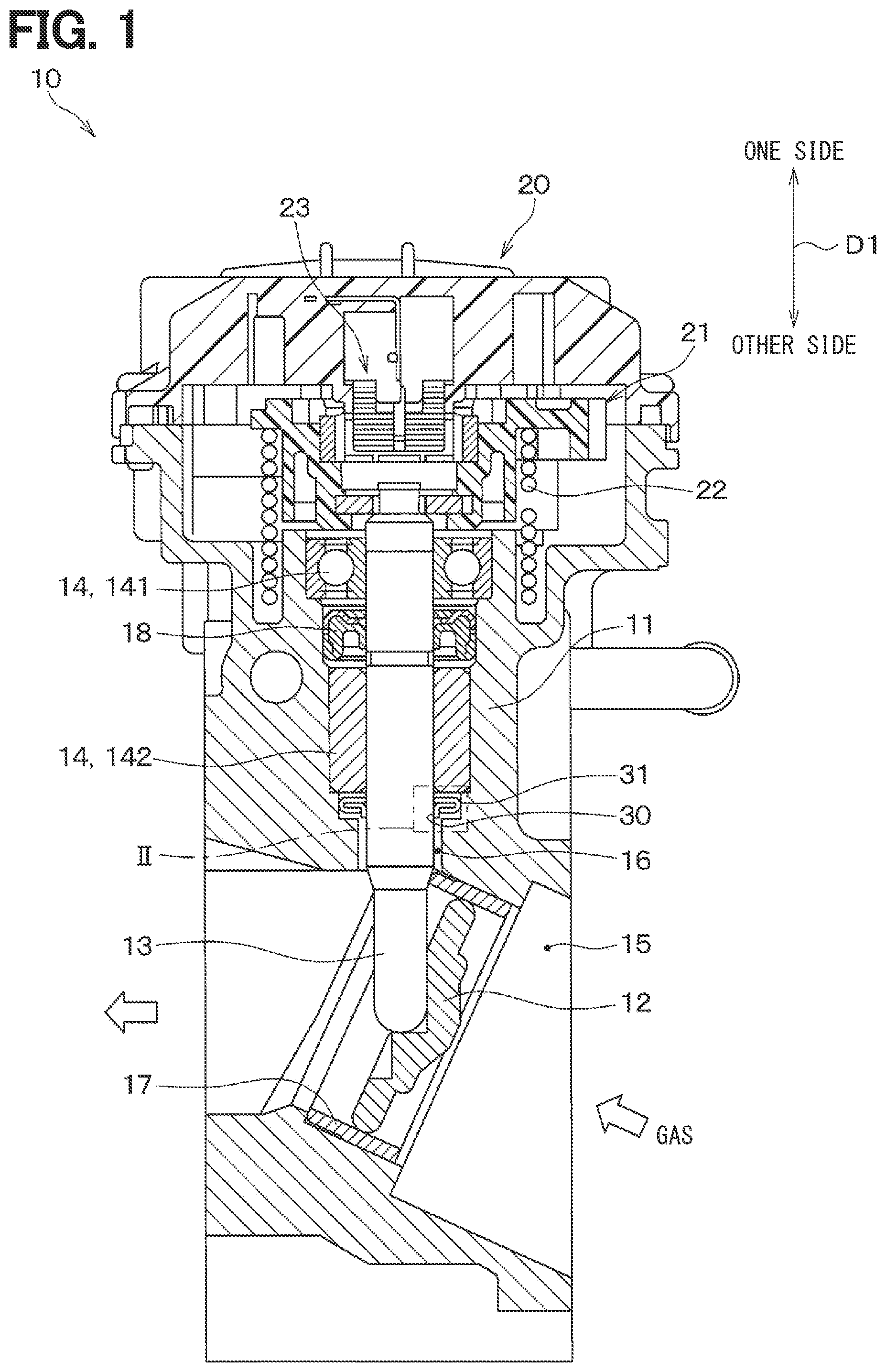 Patent US12129927 Figure 1 – Valve device and method for manufacturing valve device