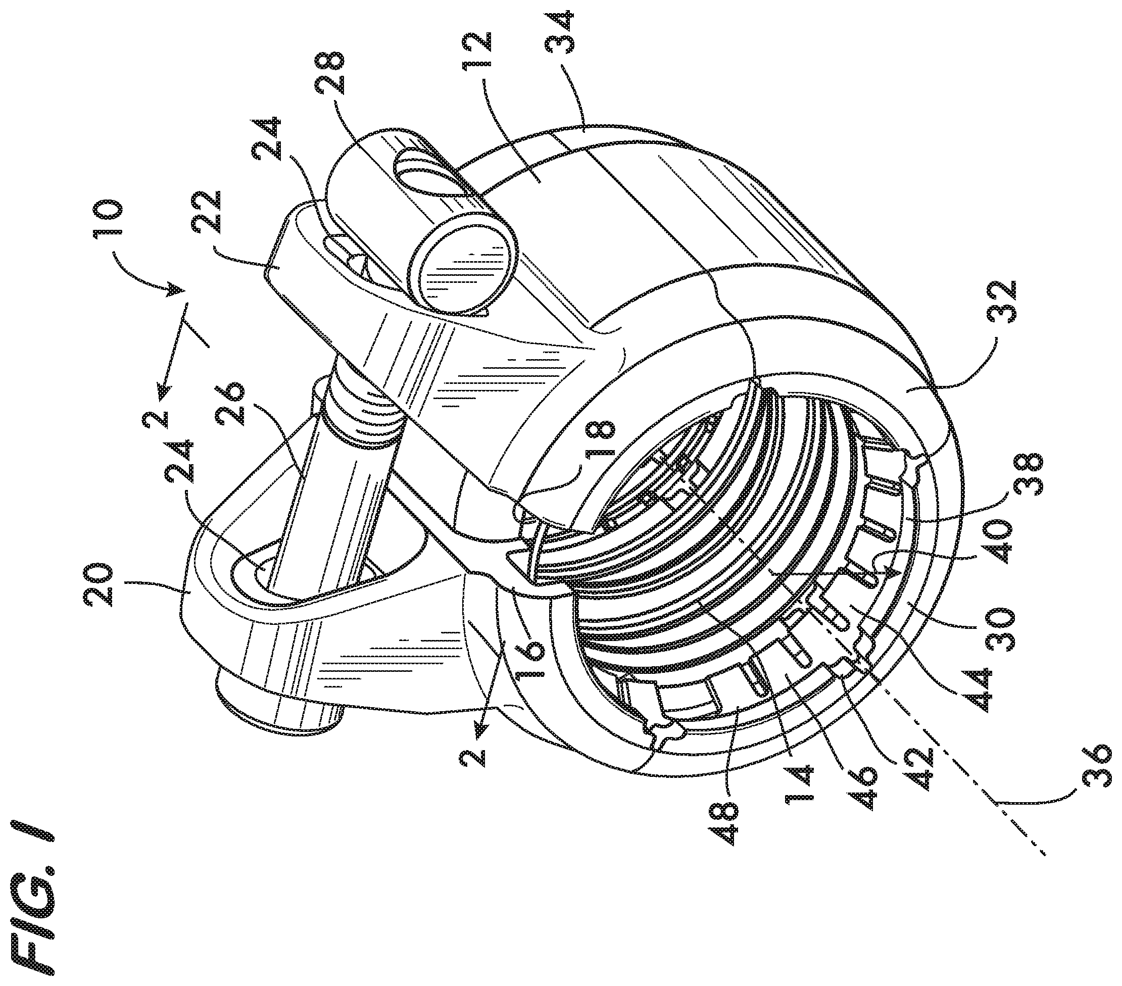 Patent US12129941 Figure 1 – Coupling having arcuate stiffness ribs
