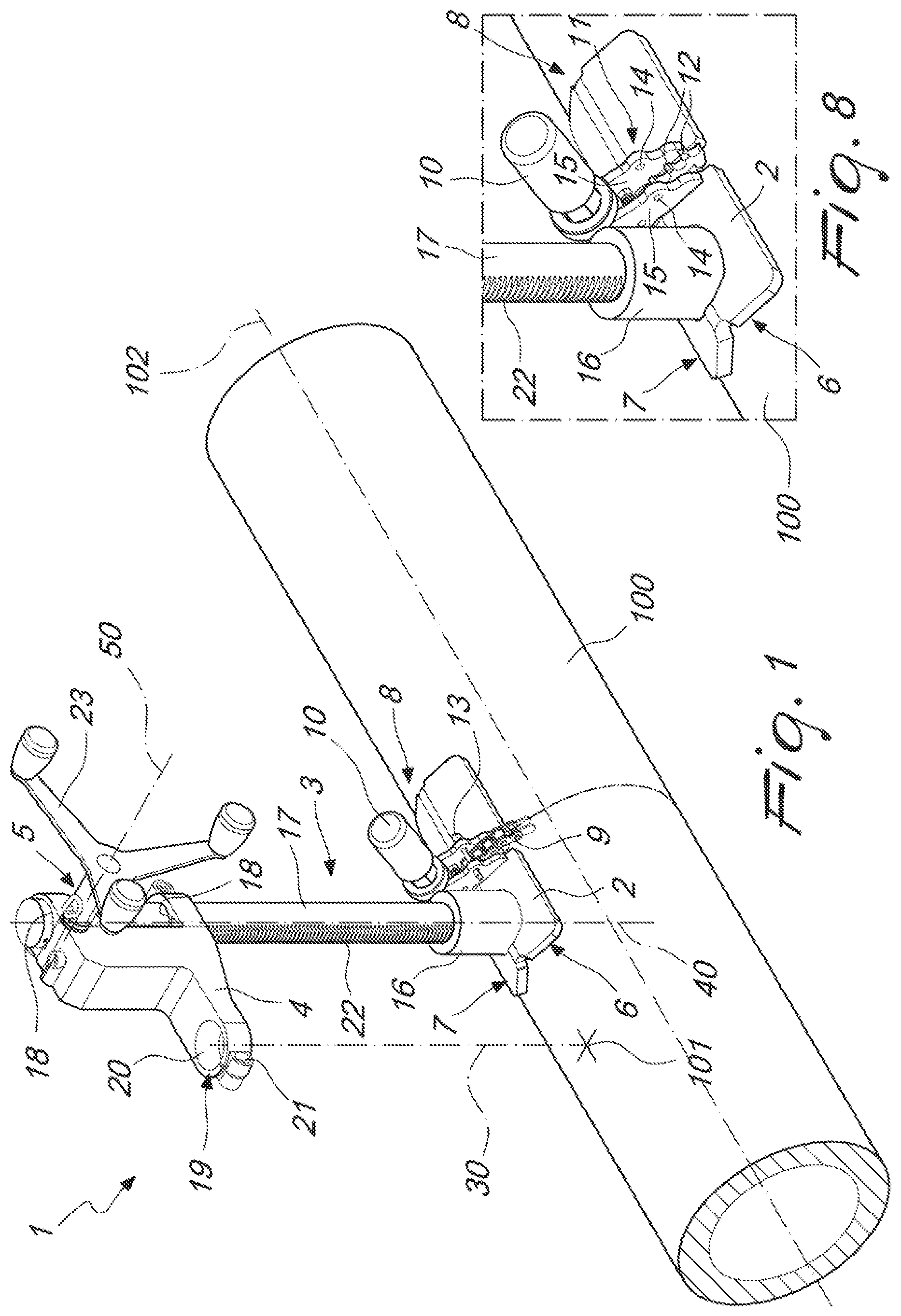 Patent US12129953 — Pipe processing apparatus, particularly for forming branches on pipes made of thermoplastic material — Figure 1
