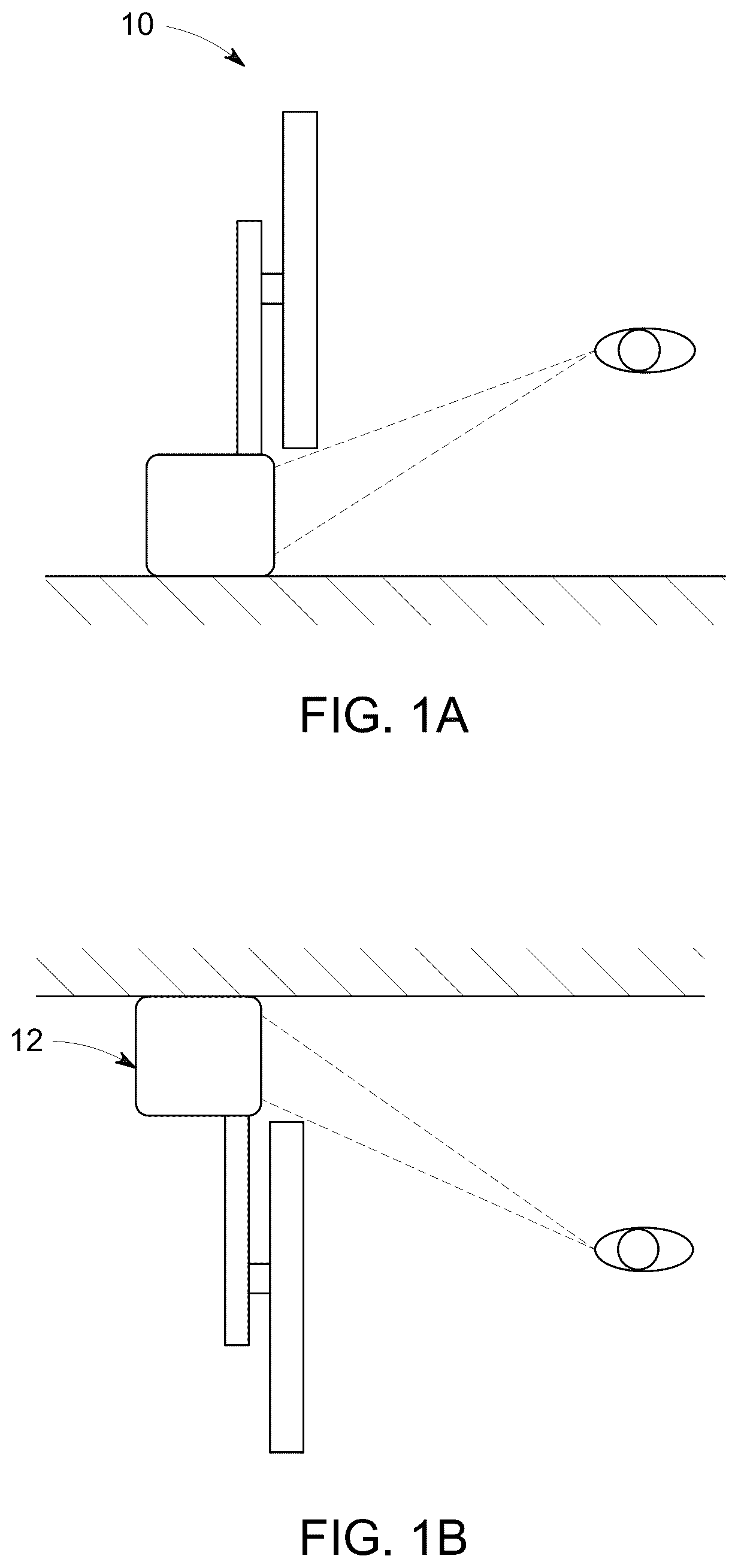 Patent US12129957 Figure 1 – Display mounting system with concealed lifting mechanism for enhanced user viewing comfort and aesthetics