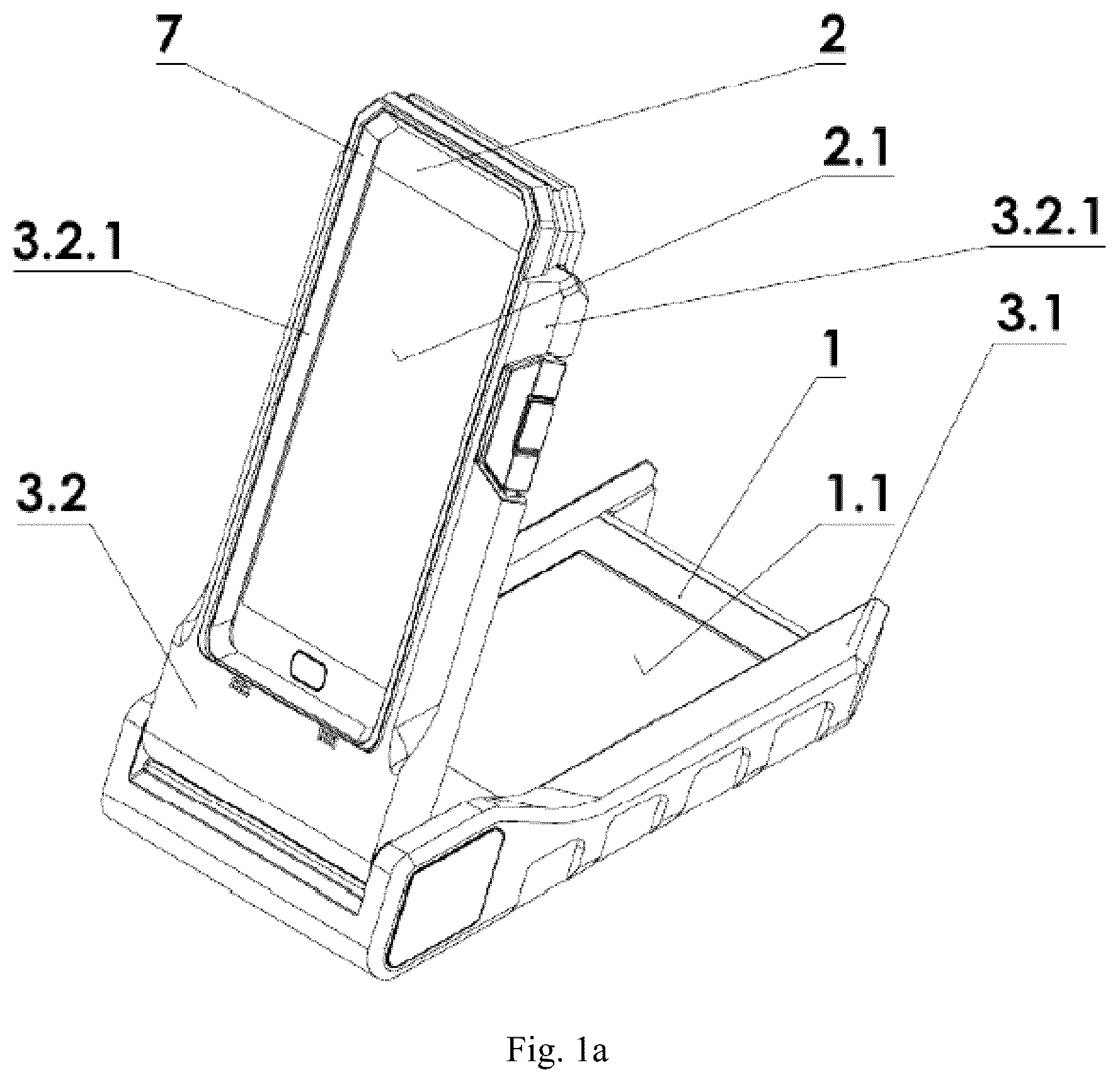 Patent US12129958 — Hand-held device for recording of living skin areas of human autopods and documents — Figure 1