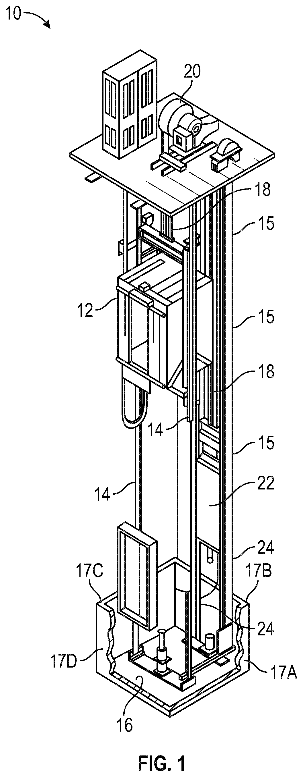 Patent US12129962 Figure 1 – Elevator guide rail block assembly