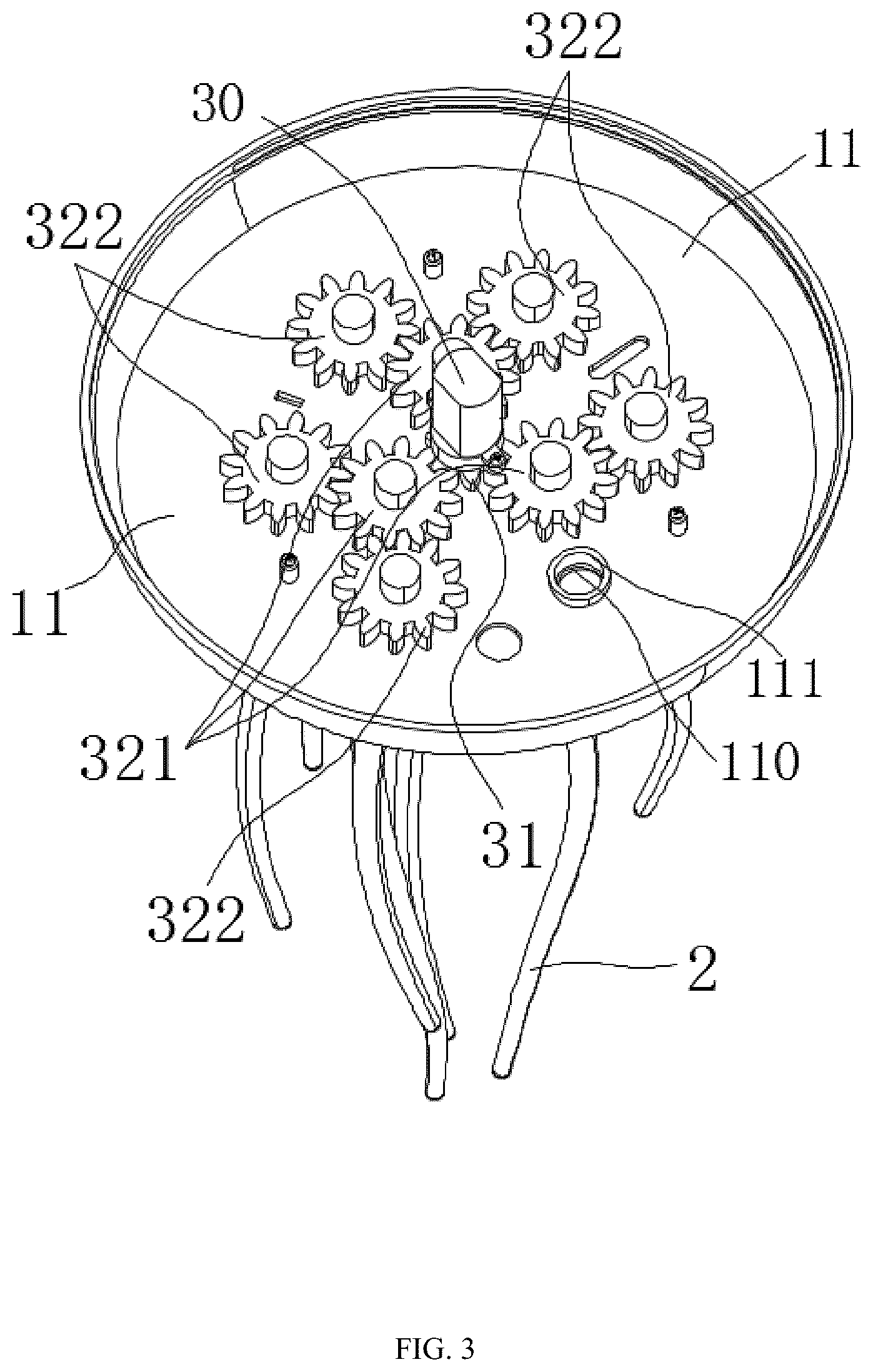 Patent US12129976 Figure 3 – Tentacle animal bionic lamp