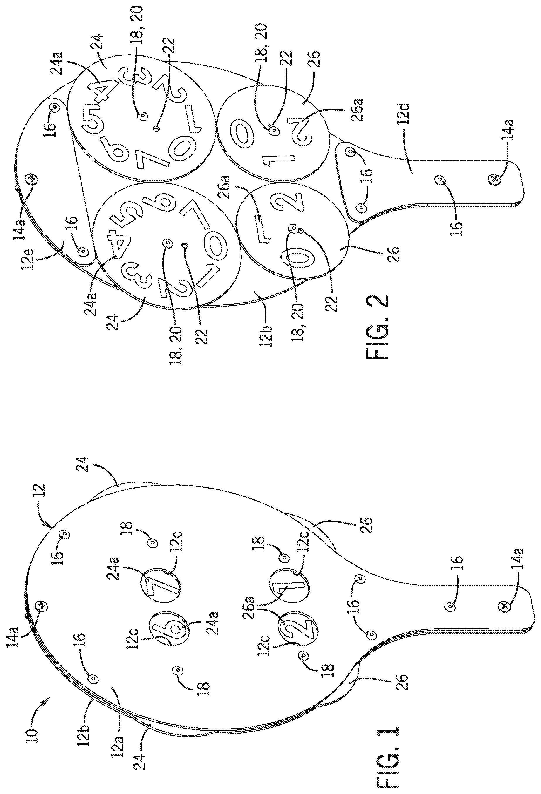 Patent US12134023 — Scoreboard for platform tennis — Figure 1