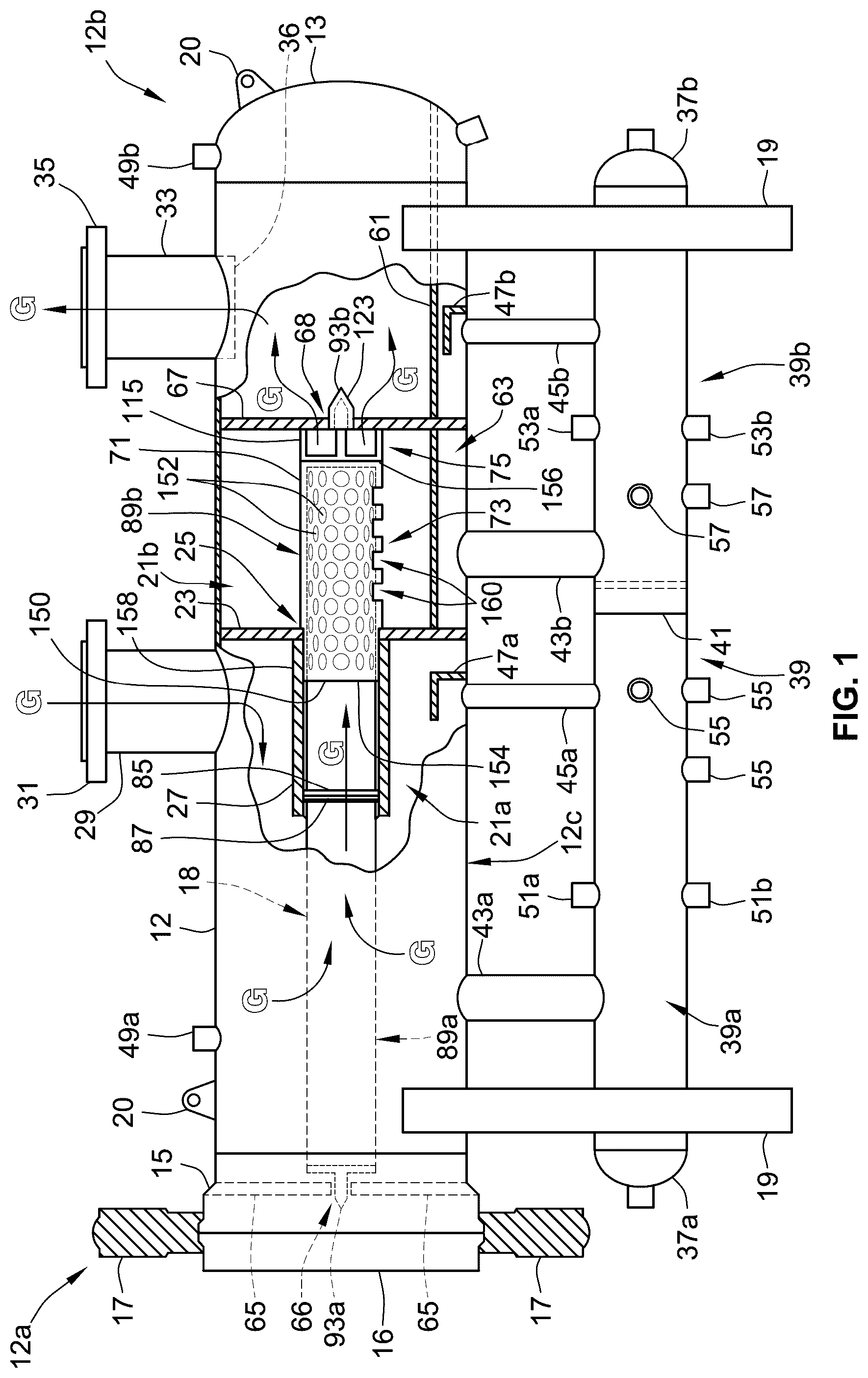 Patent US12134056 — Filter elements, coalescing baffles, filtration vessel and methods — Figure 1