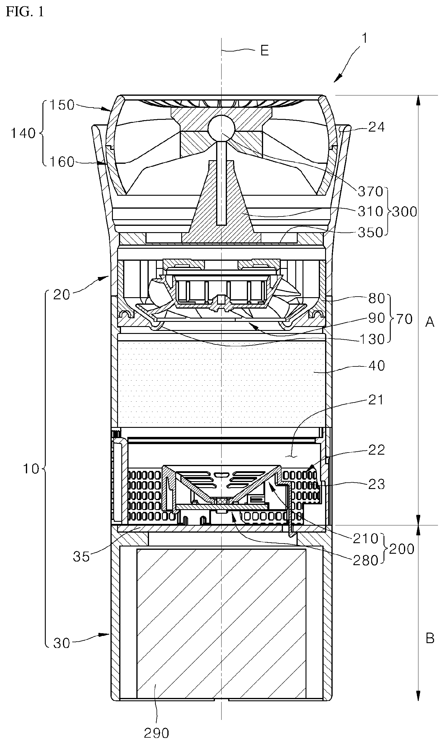 Patent US12134062 — Portable air purifier — Figure 1
