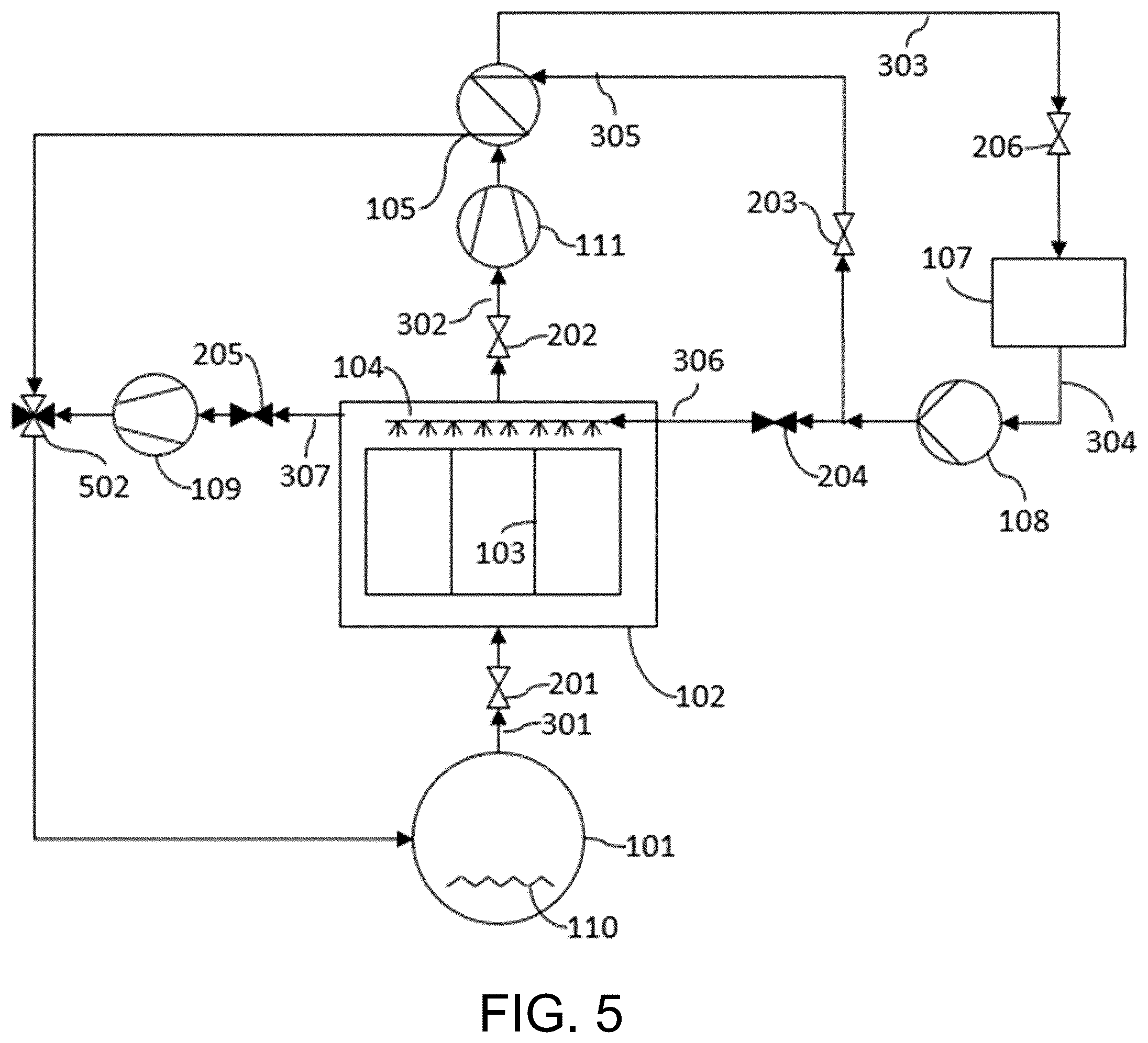 Patent US12134070 Figure 5 – Mechanical vapor re-compressor heat pump for separating CO 2 from water vapor in temperature-vacuum swing adsorption cycles