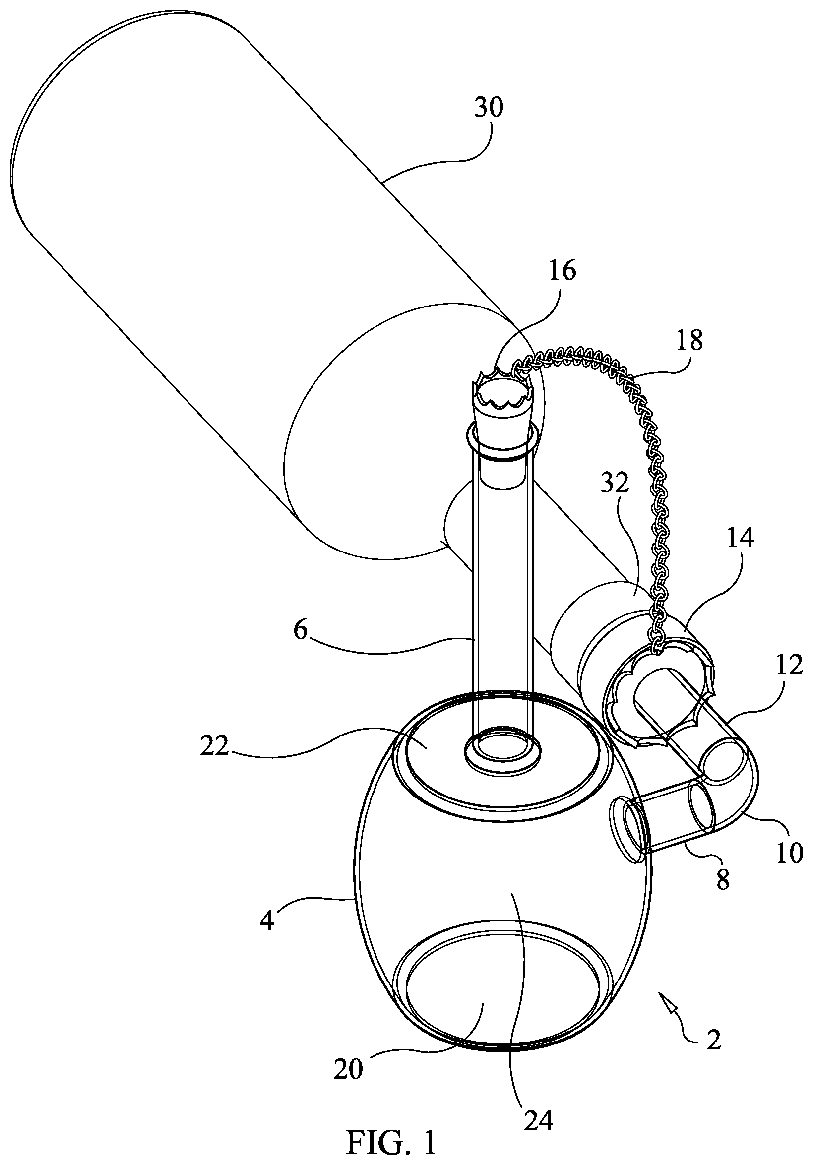 Patent US12134078 — Wine aerator and method of using the wine aerator to aerate wine — Figure 1