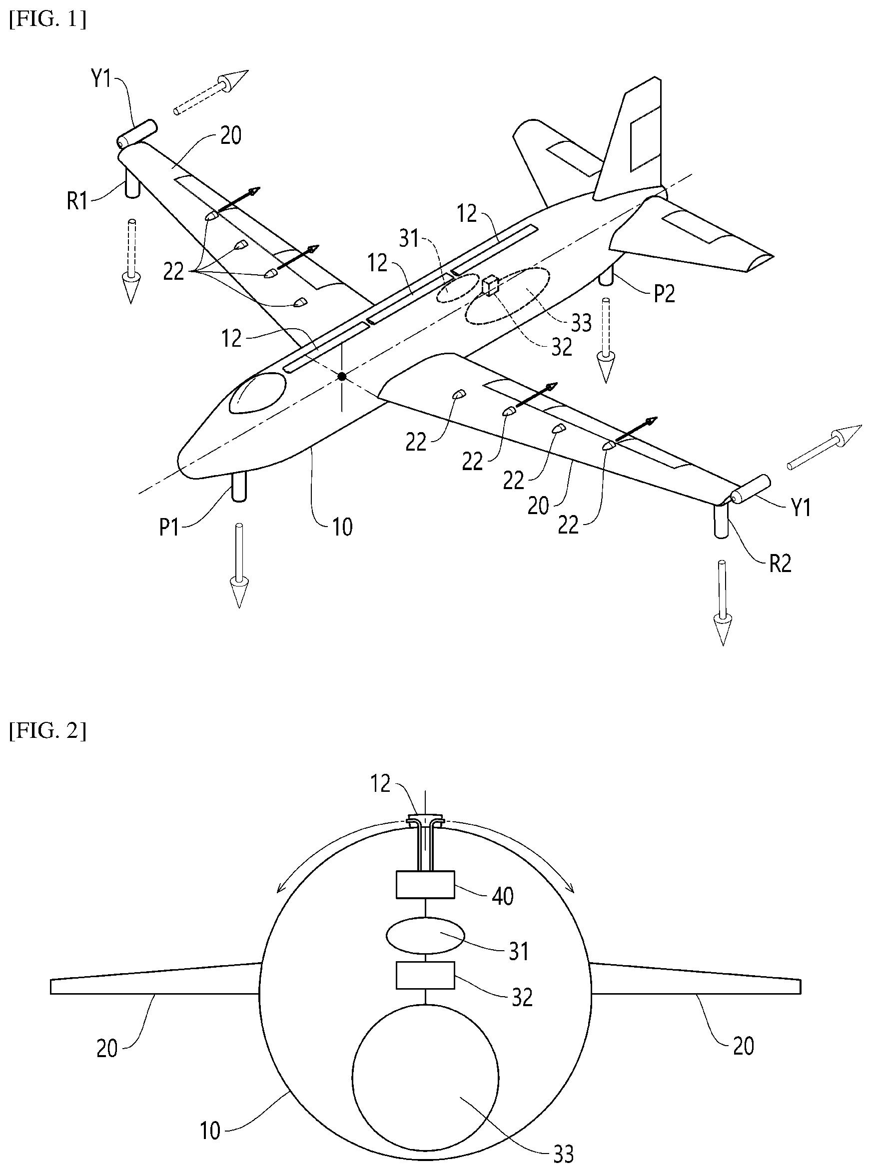 Patent US12134102 — Aircraft controlled by compressed air — Figure 1