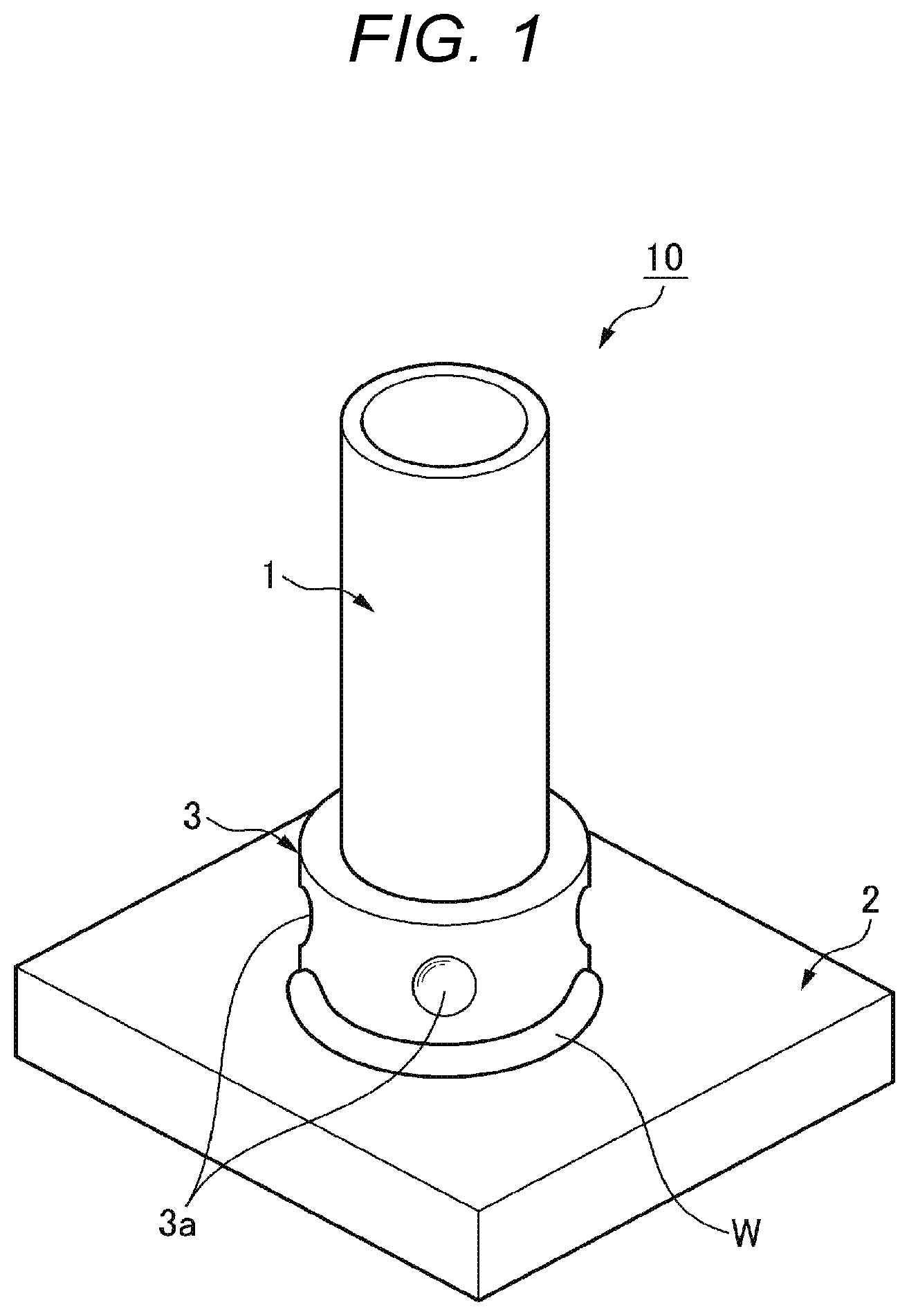 Patent US12134117 — Coupling device for tubular member, different-material joining method using same, and manufacturing method for tubular member equipped with different-material-joining auxiliary member — Figure 1