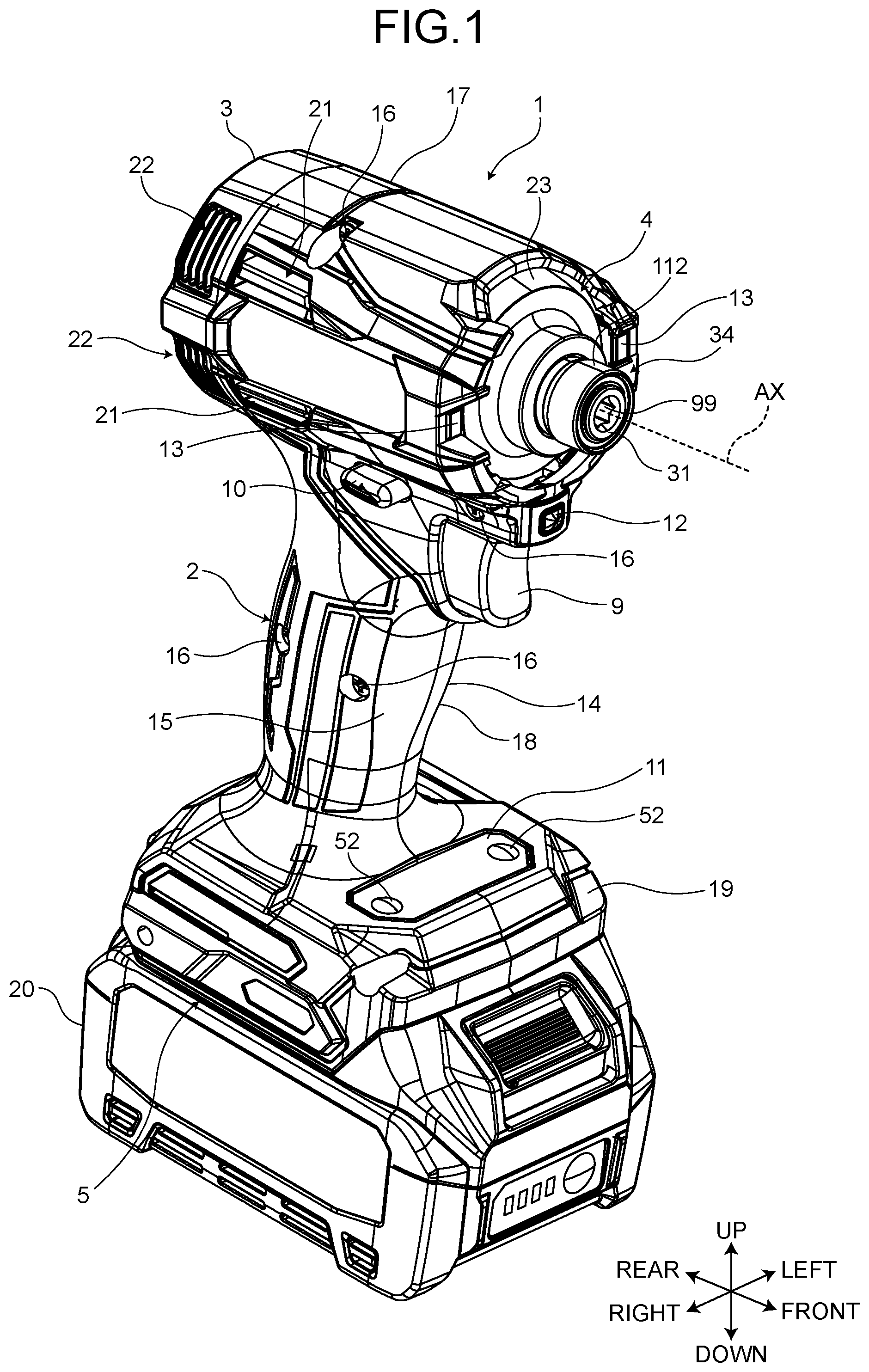 Patent US12134170 — Impact tool — Figure 1