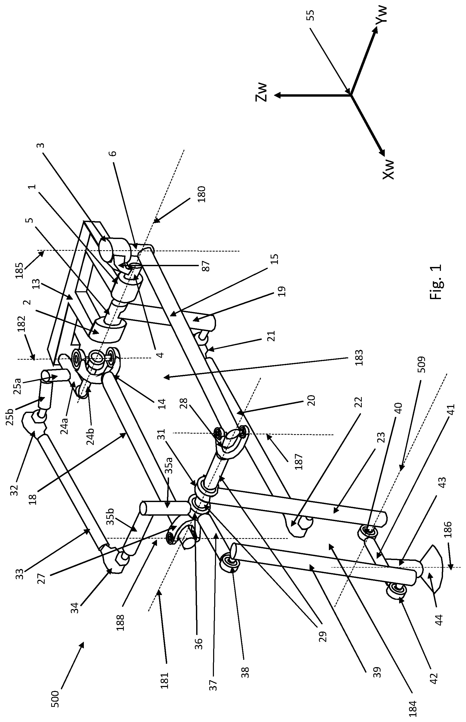 Patent US12134187 Figure 1 – Agile robot arm for positioning a tool with controlled orientation