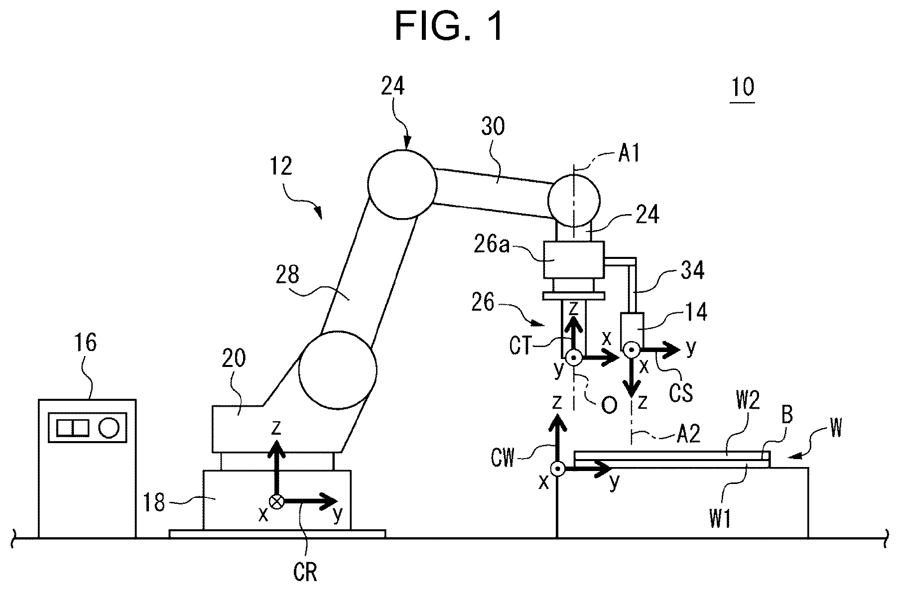 Patent US12134195 — Control device for robot, robot system, control method, and program — Figure 1