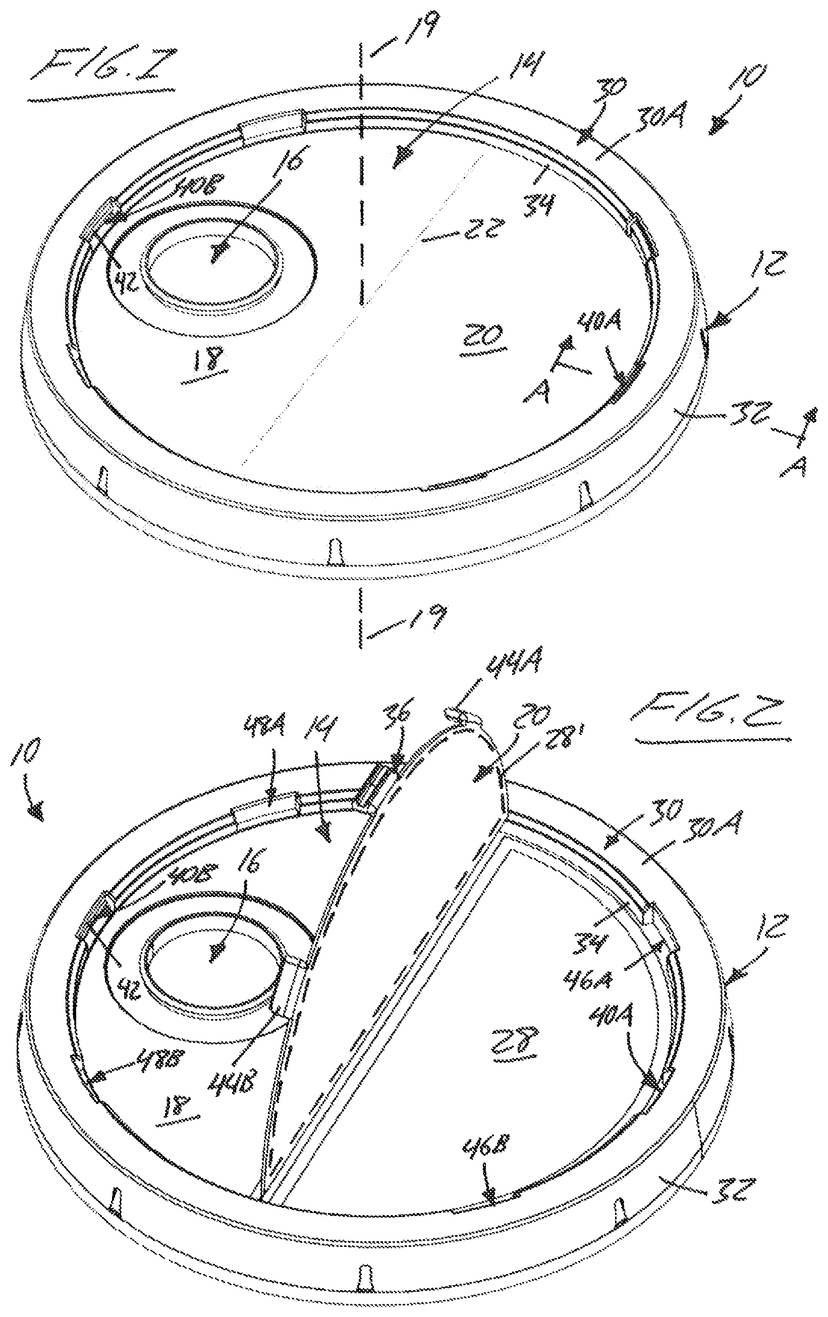 Patent US12134282 — Combined lid and strainer device for a paint container — Figure 1