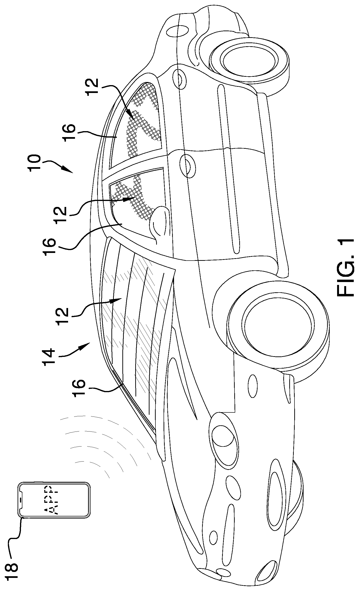 Patent US12134306 Figure 1 – Automatic window shade assembly
