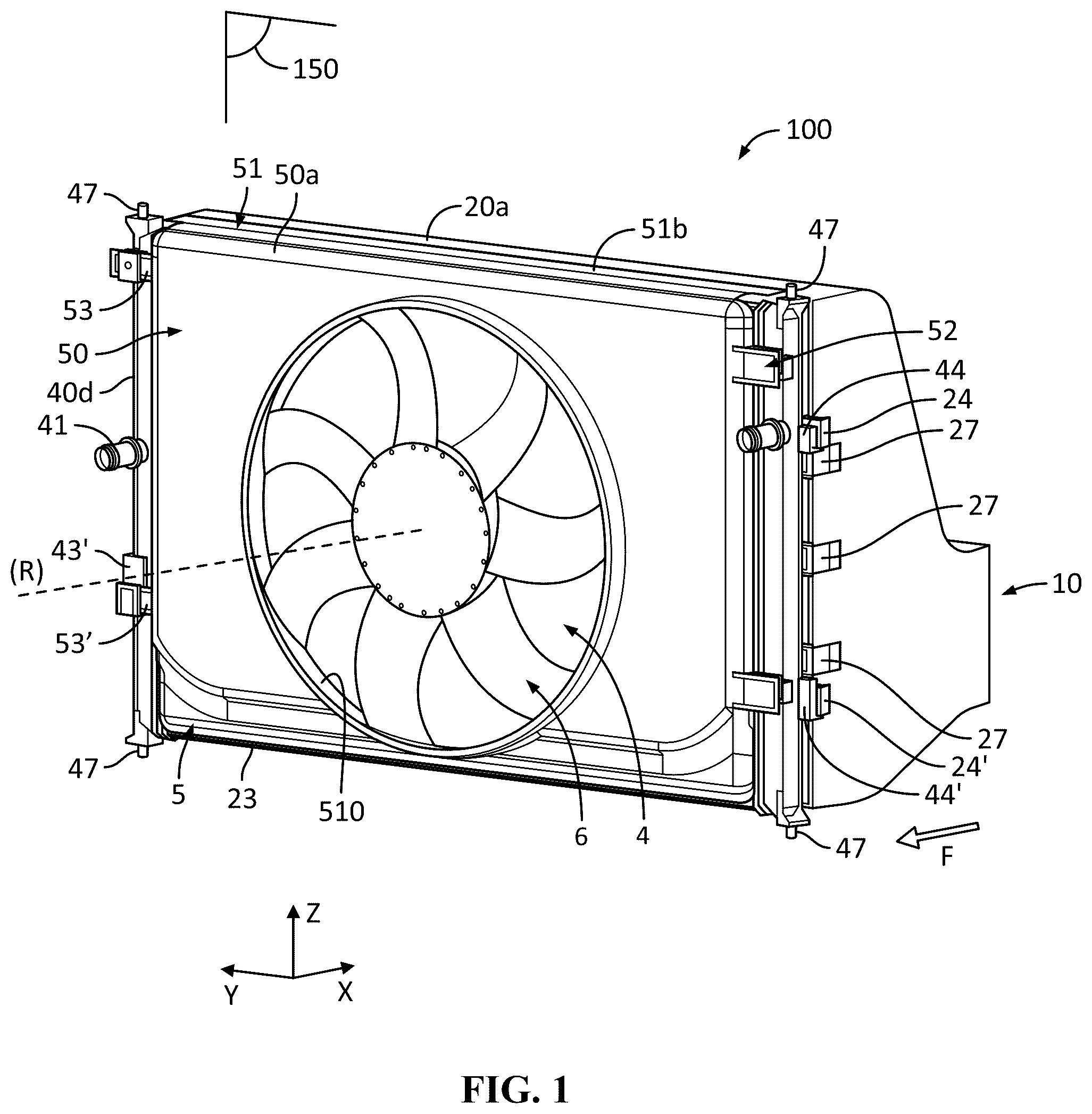 Patent US12134313 Figure 1 – Cooling module for a motor vehicle