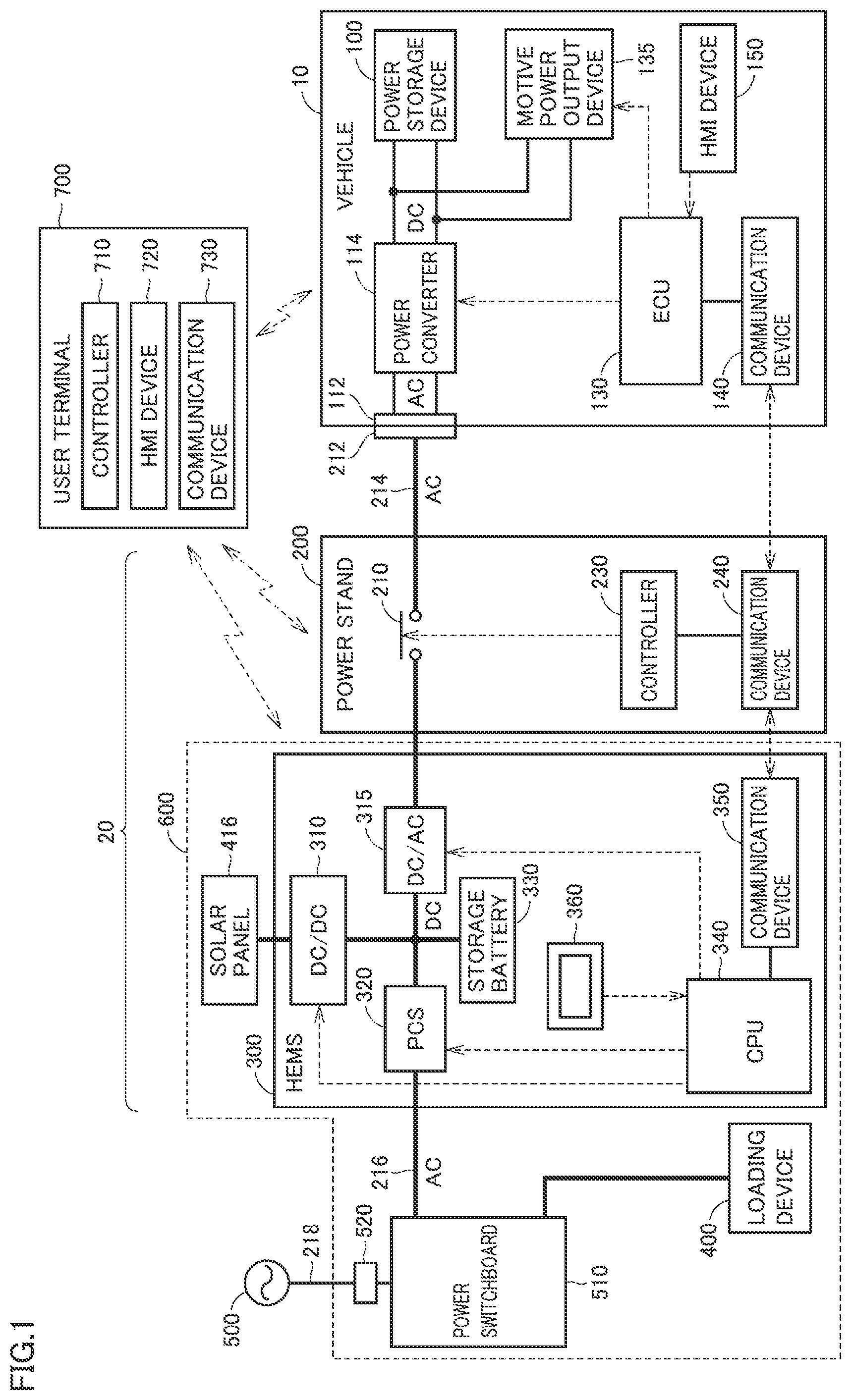 Patent US12134335 — Power control system and vehicle — Figure 1