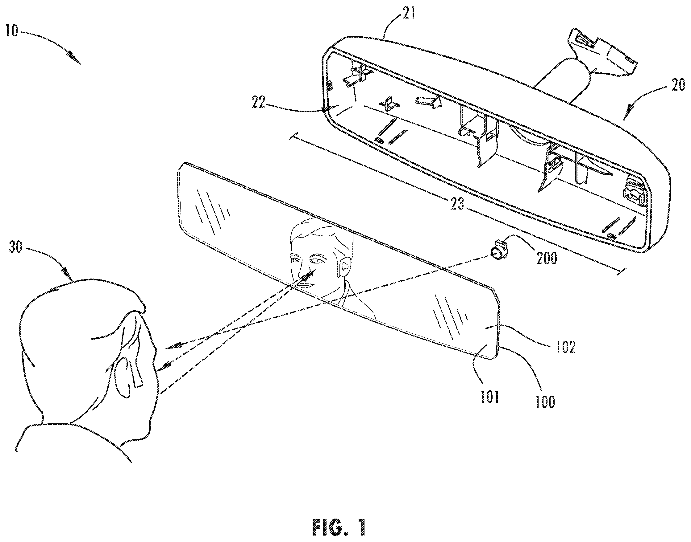 Patent US12134351 — Concealment panel with asymmetric reflectance — Figure 1