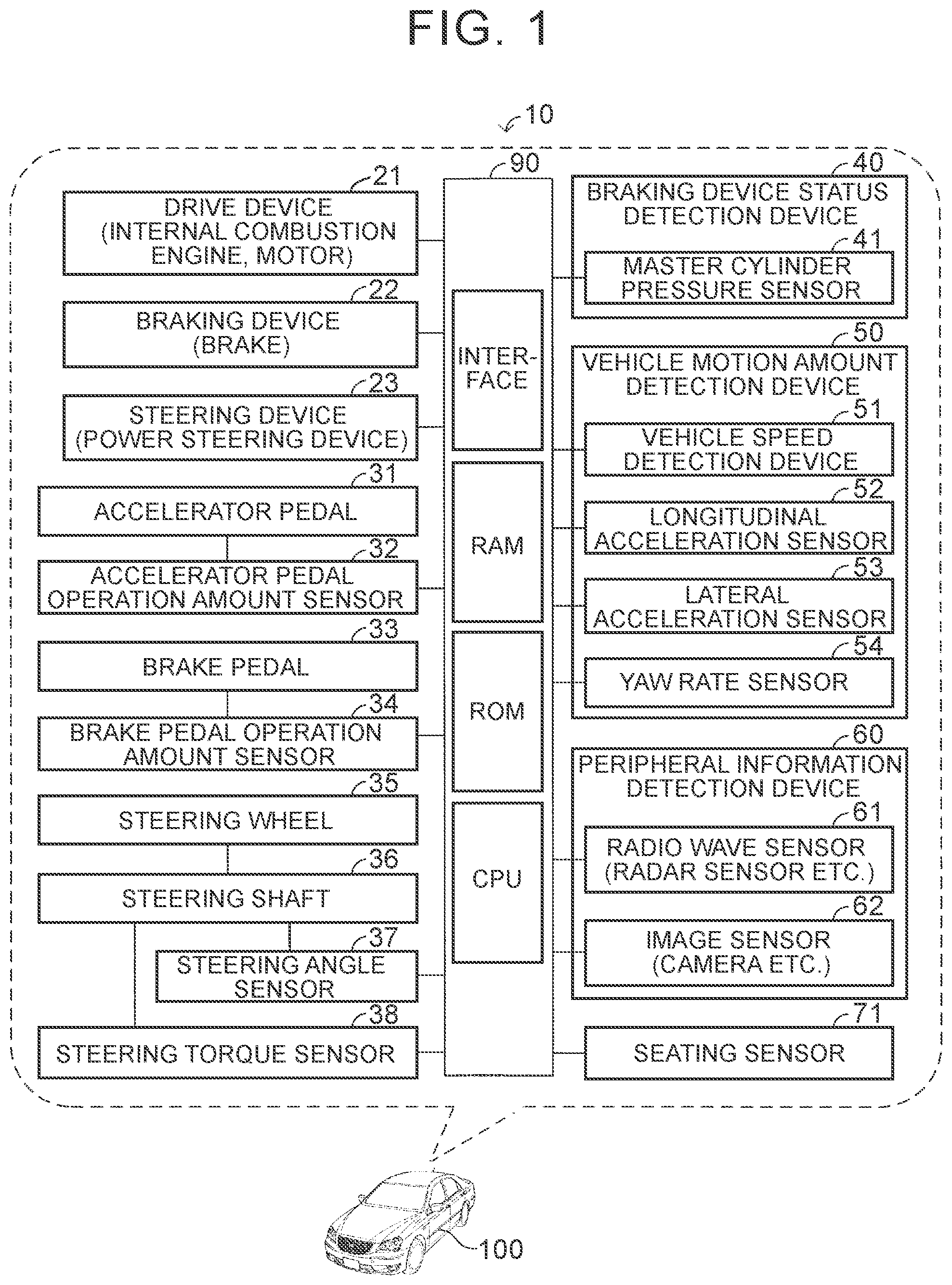 Patent US12134378 — Vehicle collision avoidance assistance device — Figure 1