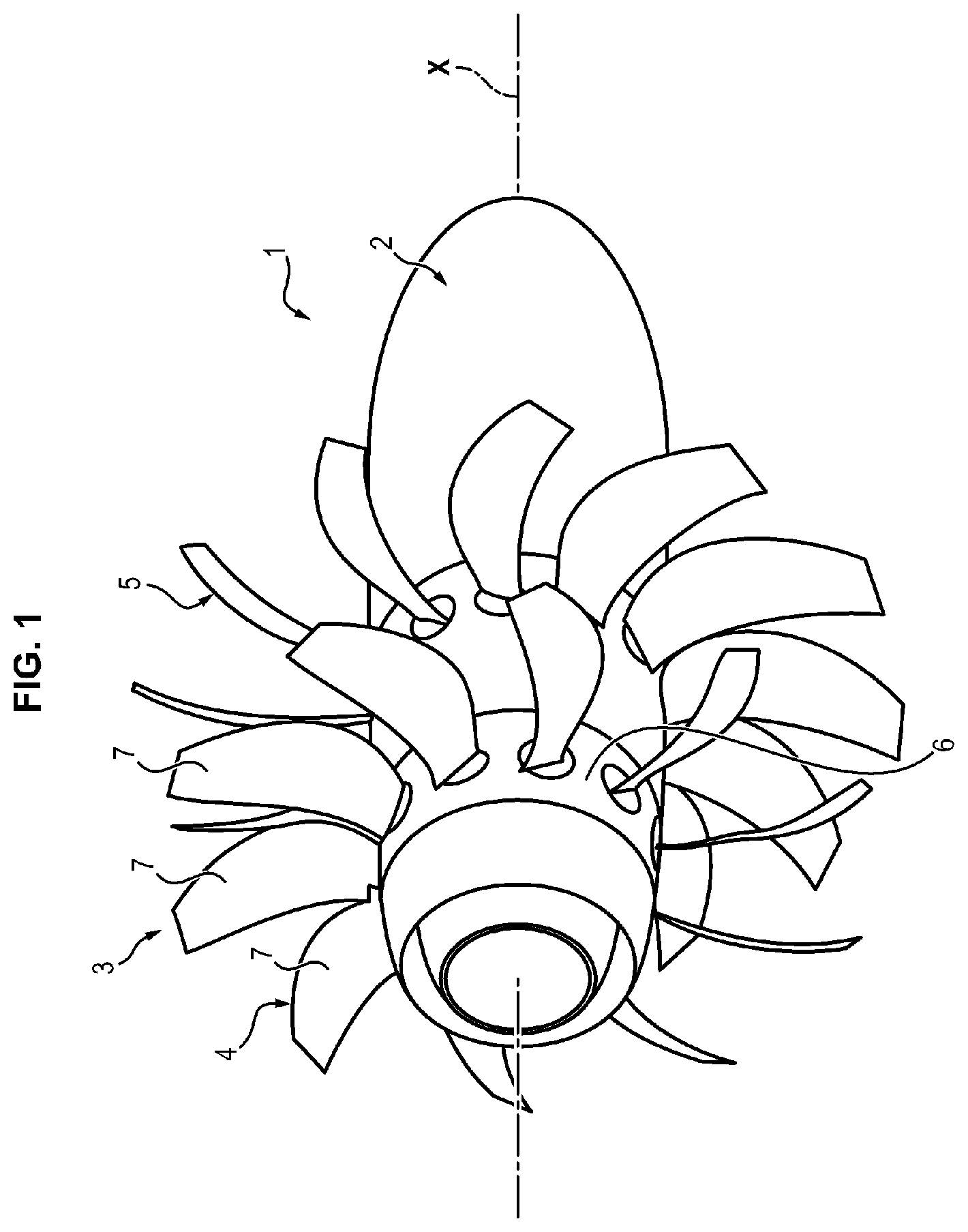 Patent US12134460 — Blade comprising a composite material structure and associated manufacturing method — Figure 1