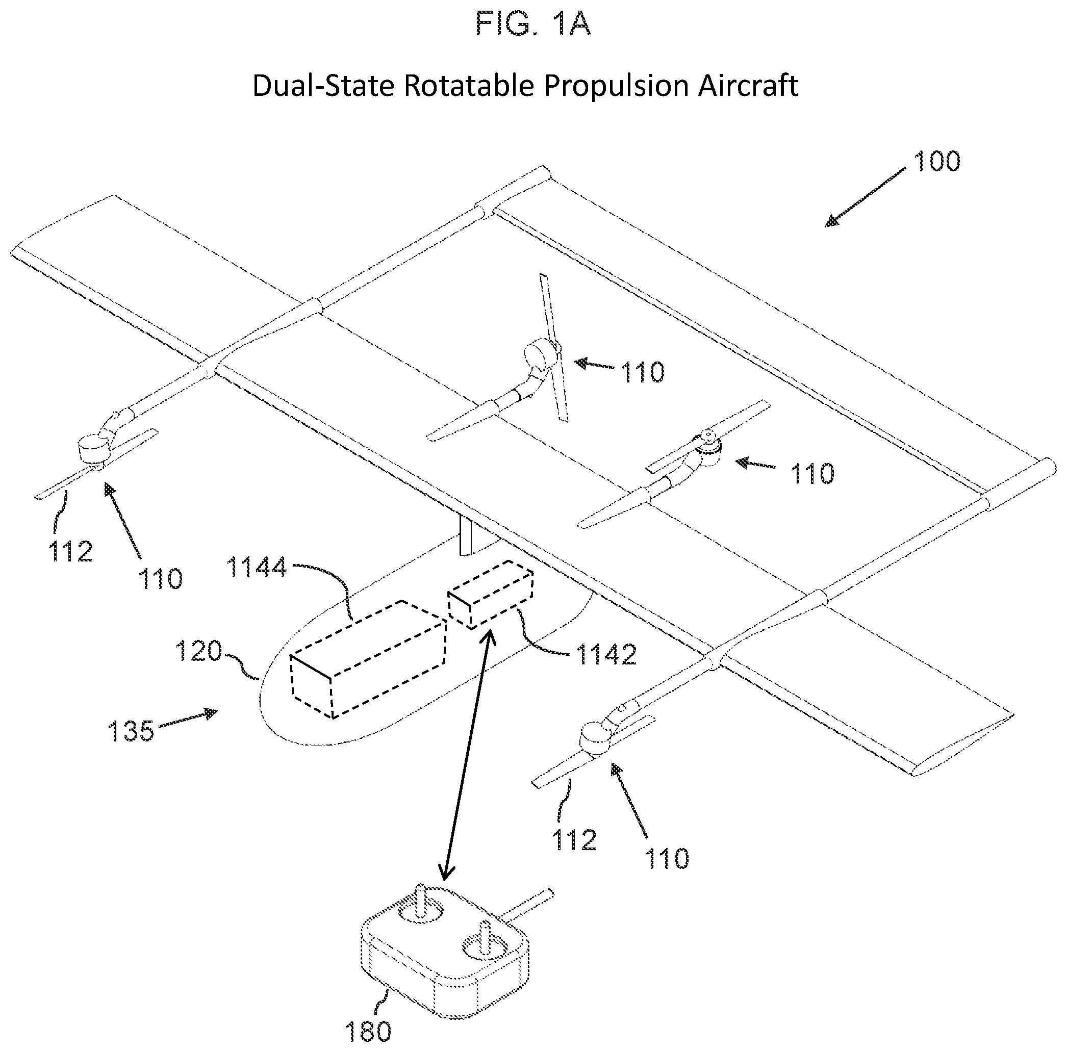 Patent US12134467 — Dual-state rotatable propulsion system — Figure 1