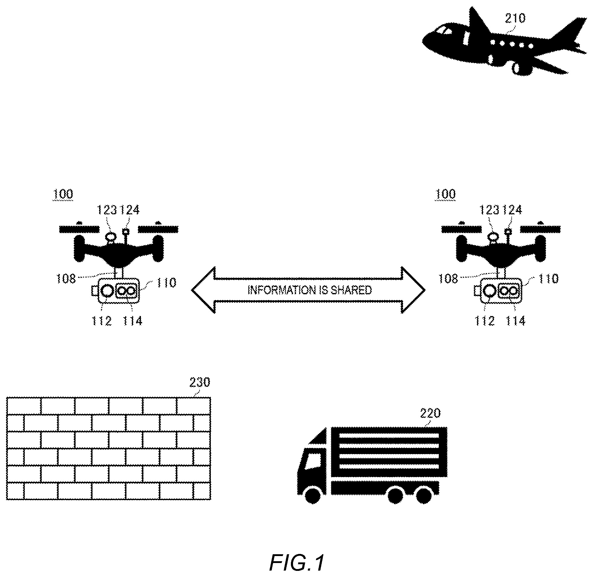 Patent US12134486 Figure 1 – Moving body, system, computer readable recording medium, and control method