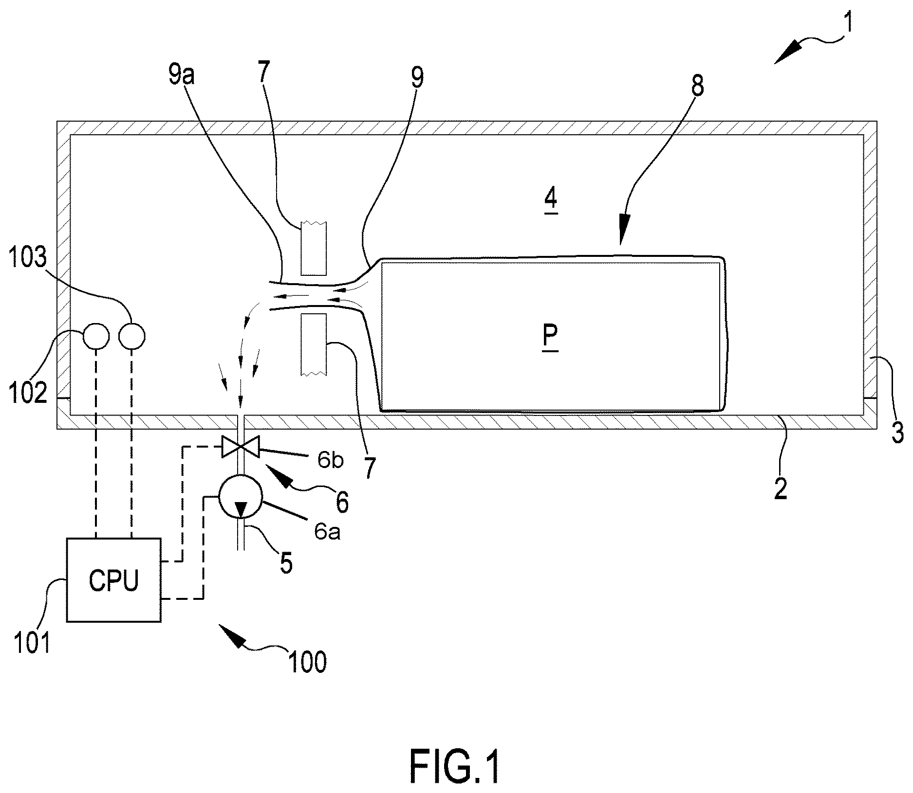 Patent US12134493 — Device and method for setting vacuum time in packaging apparatuses and processes — Figure 1