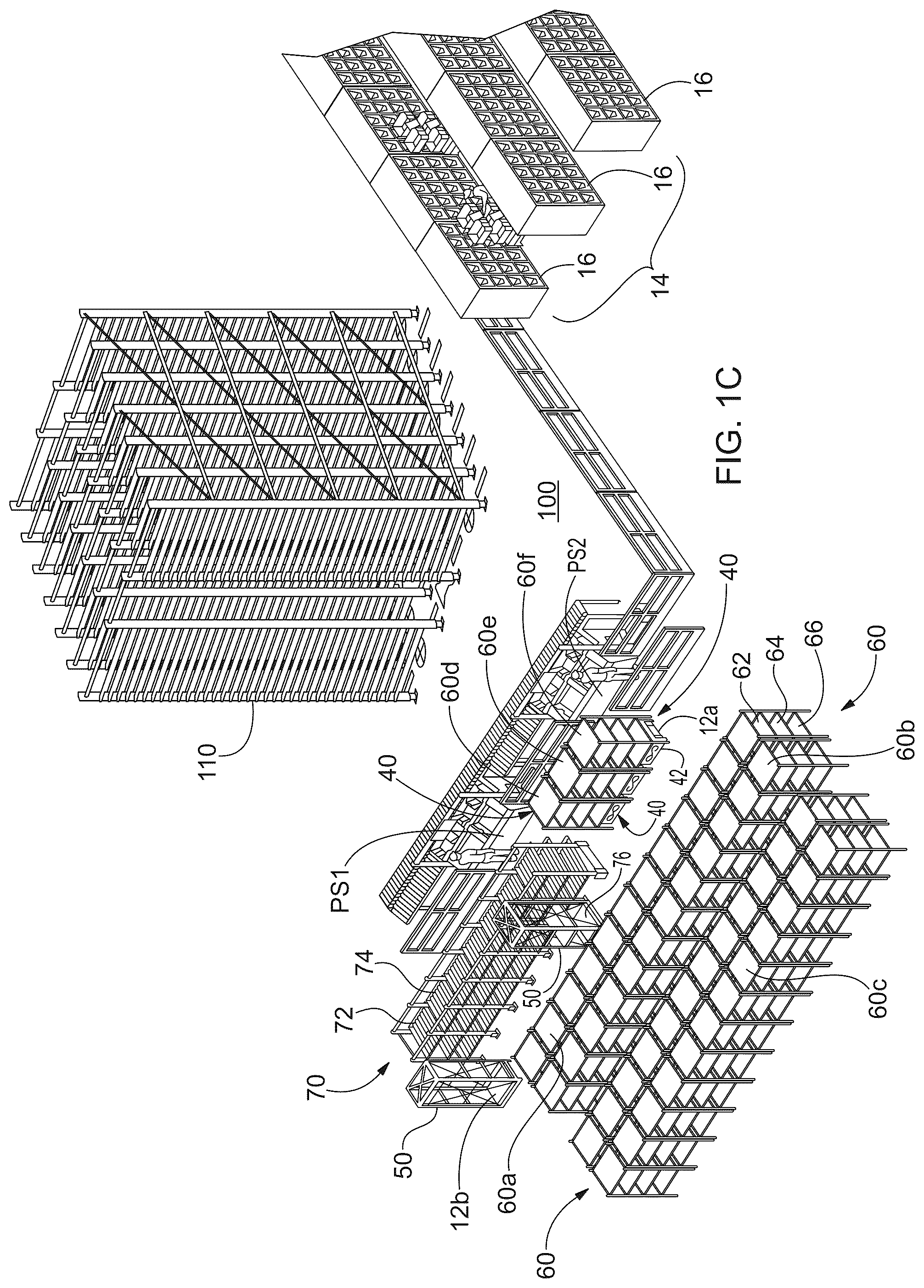 Patent US12134519 Figure 3 – Material handling system using a plurality of vehicles in a plurality of modes of operation