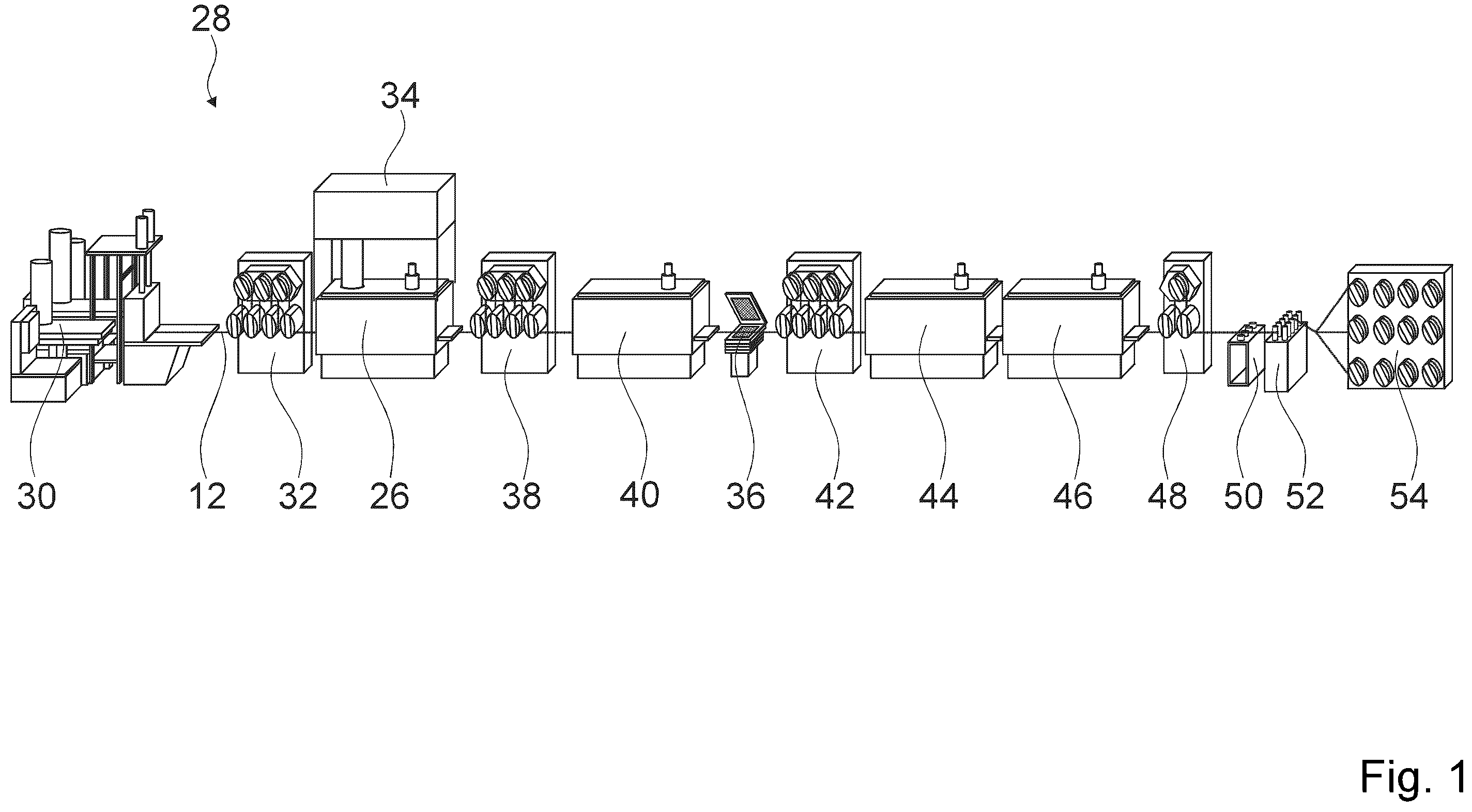 Patent US12134540 — Process for producing at least one filament, vapour-depositing apparatus for carrying out such a process and filament-production installation with such a vapour-depositing apparatus — Figure 1